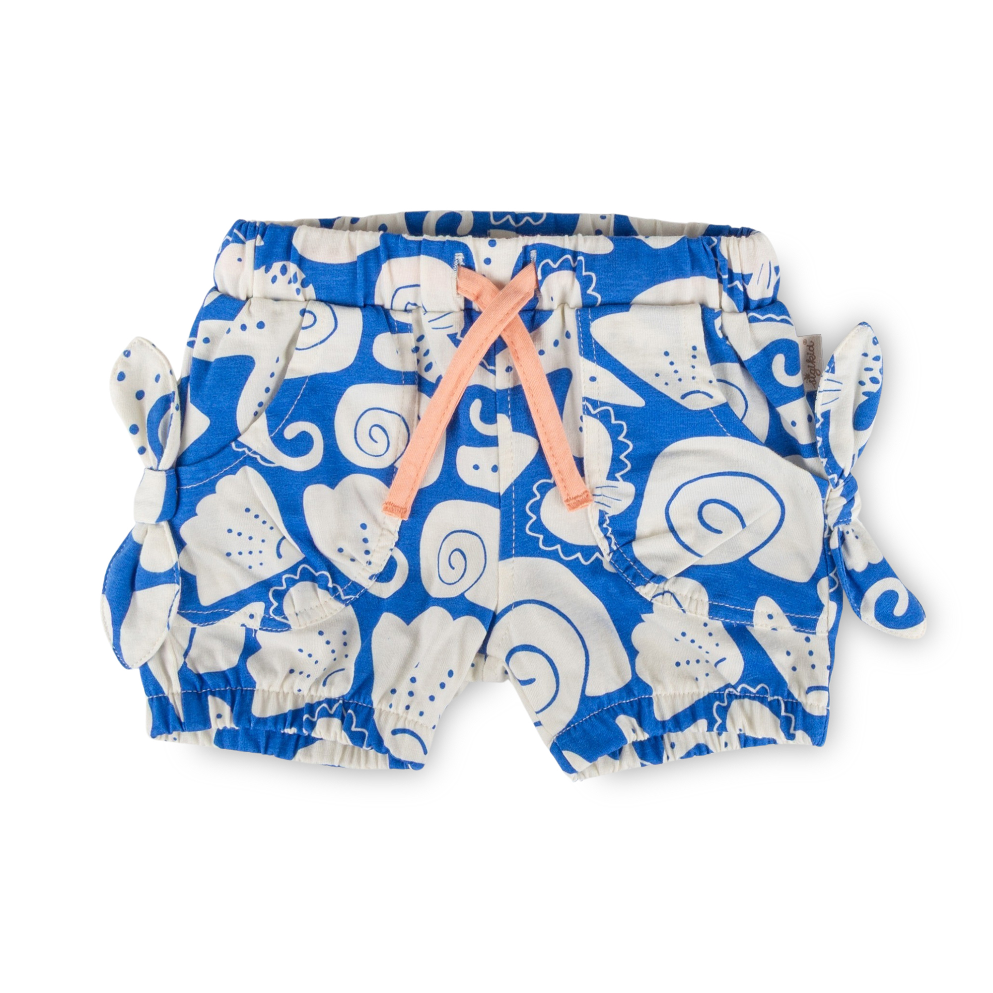 Baby Shorts Strand Print, blau mit weiß