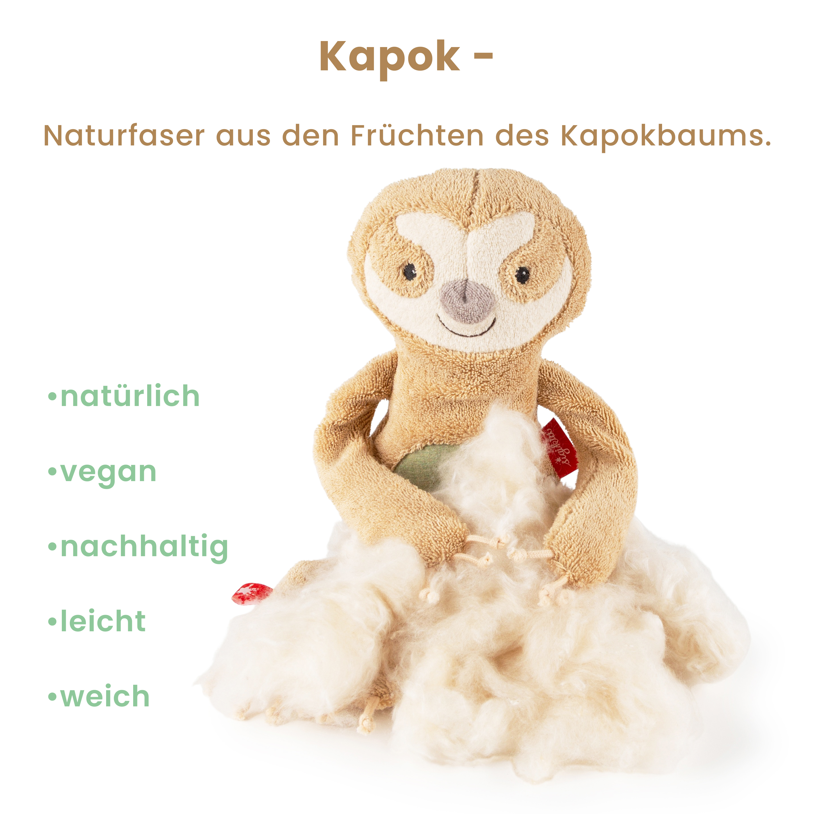 Kuscheltier Faultier, Baumwolle & Kapok, Natural Friends