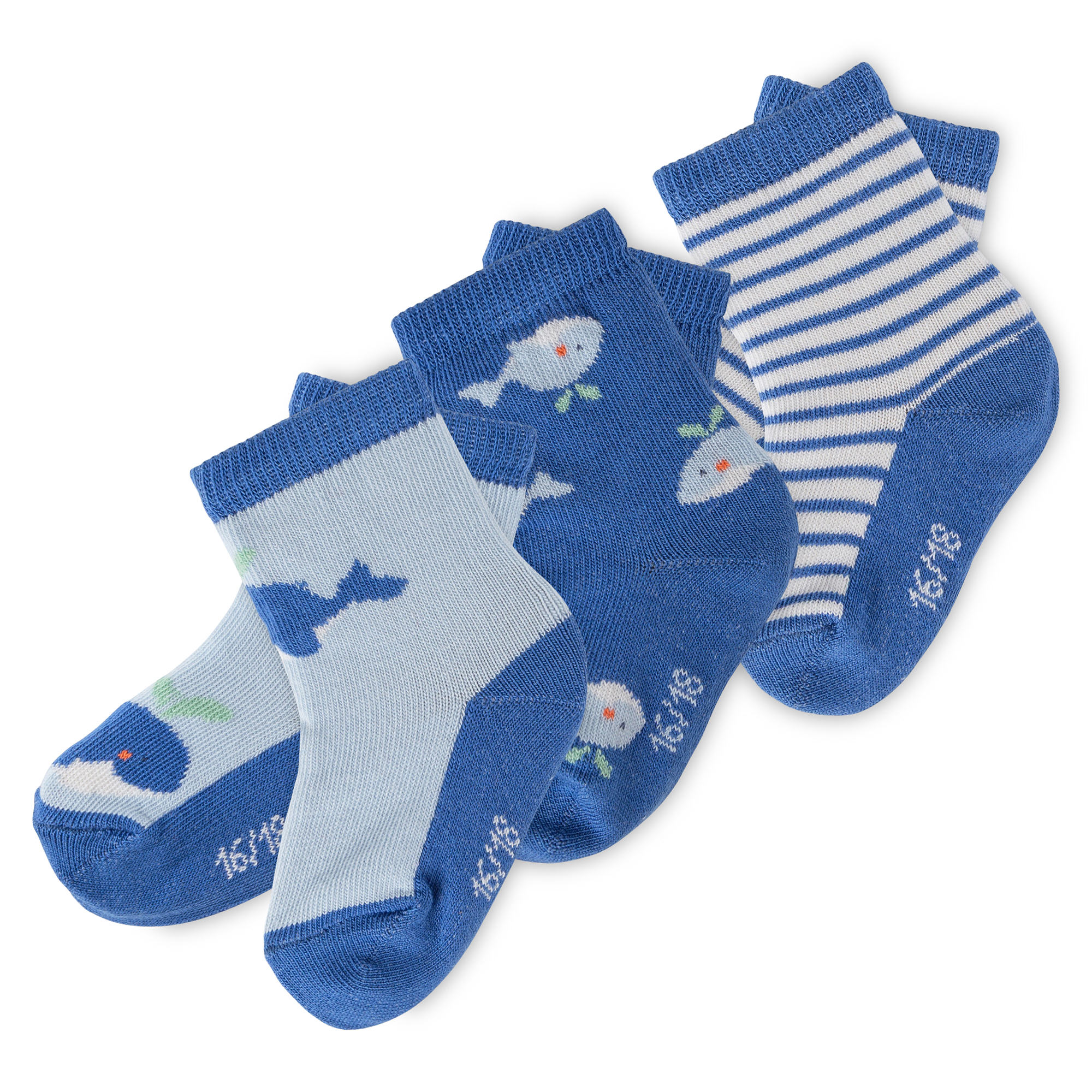 3er Baby Sockenset Wal, blau