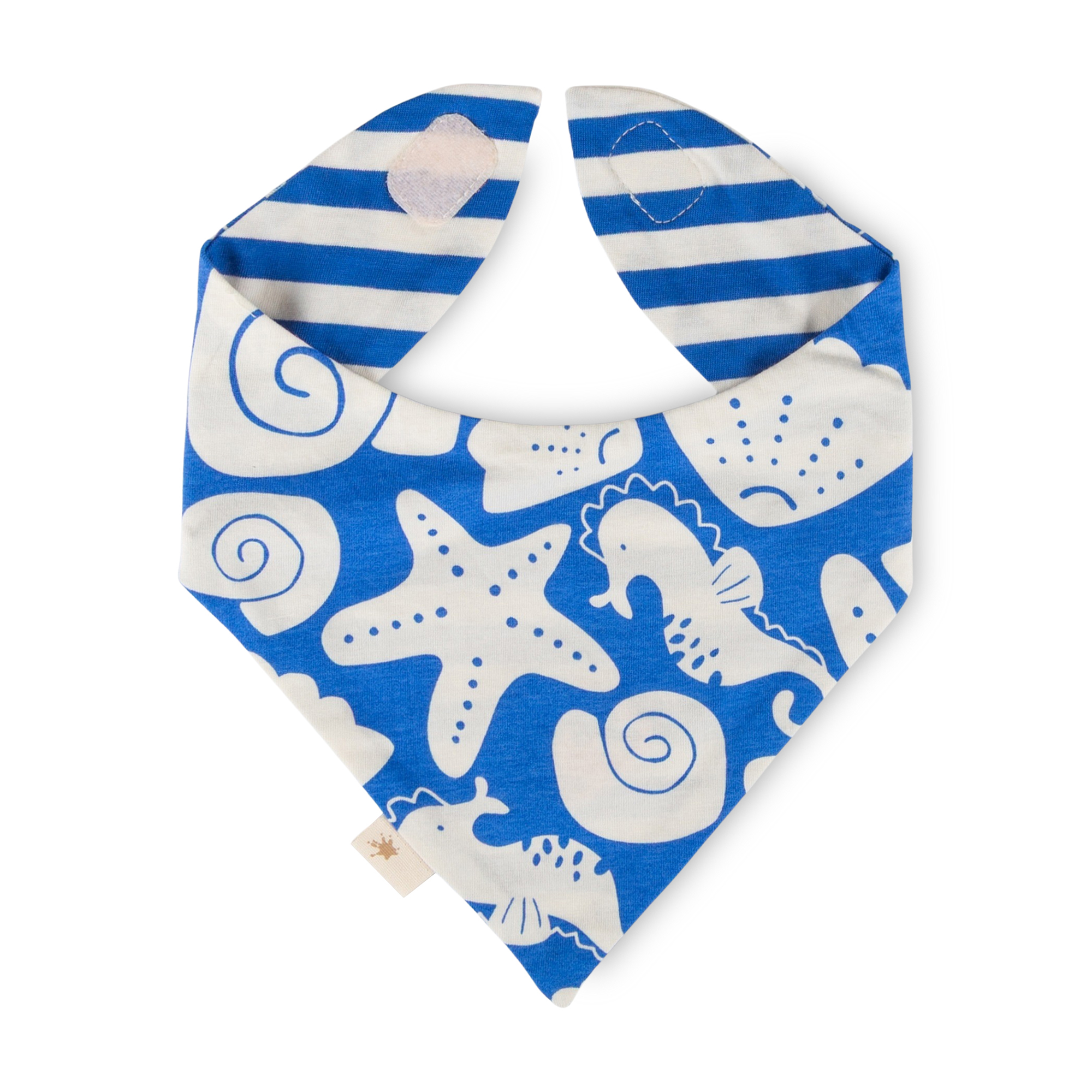 Baby Wendehalstuch Strand Print, blau-weiß