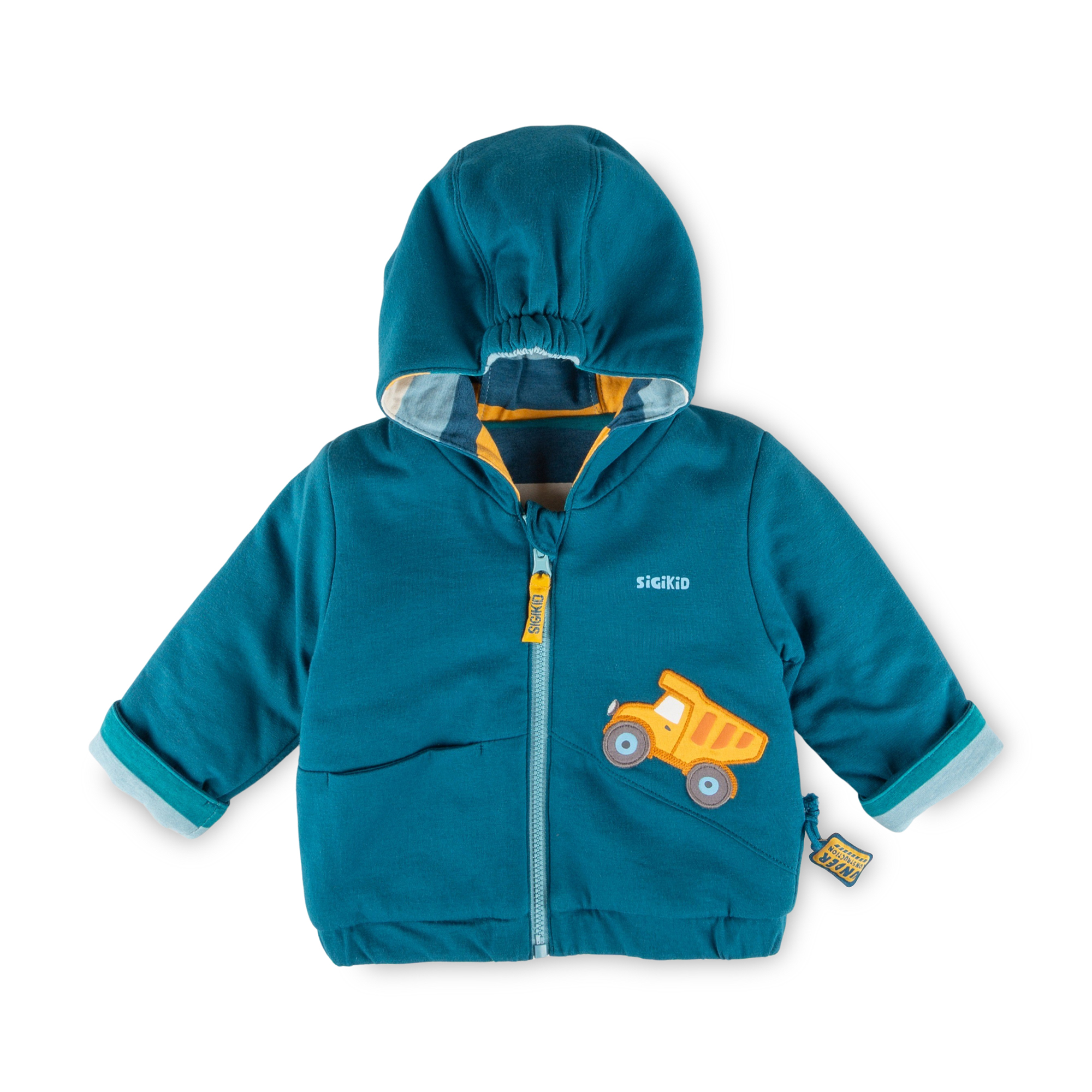 Baby Wendejacke Fahrzeuge, gestreift/uni grün