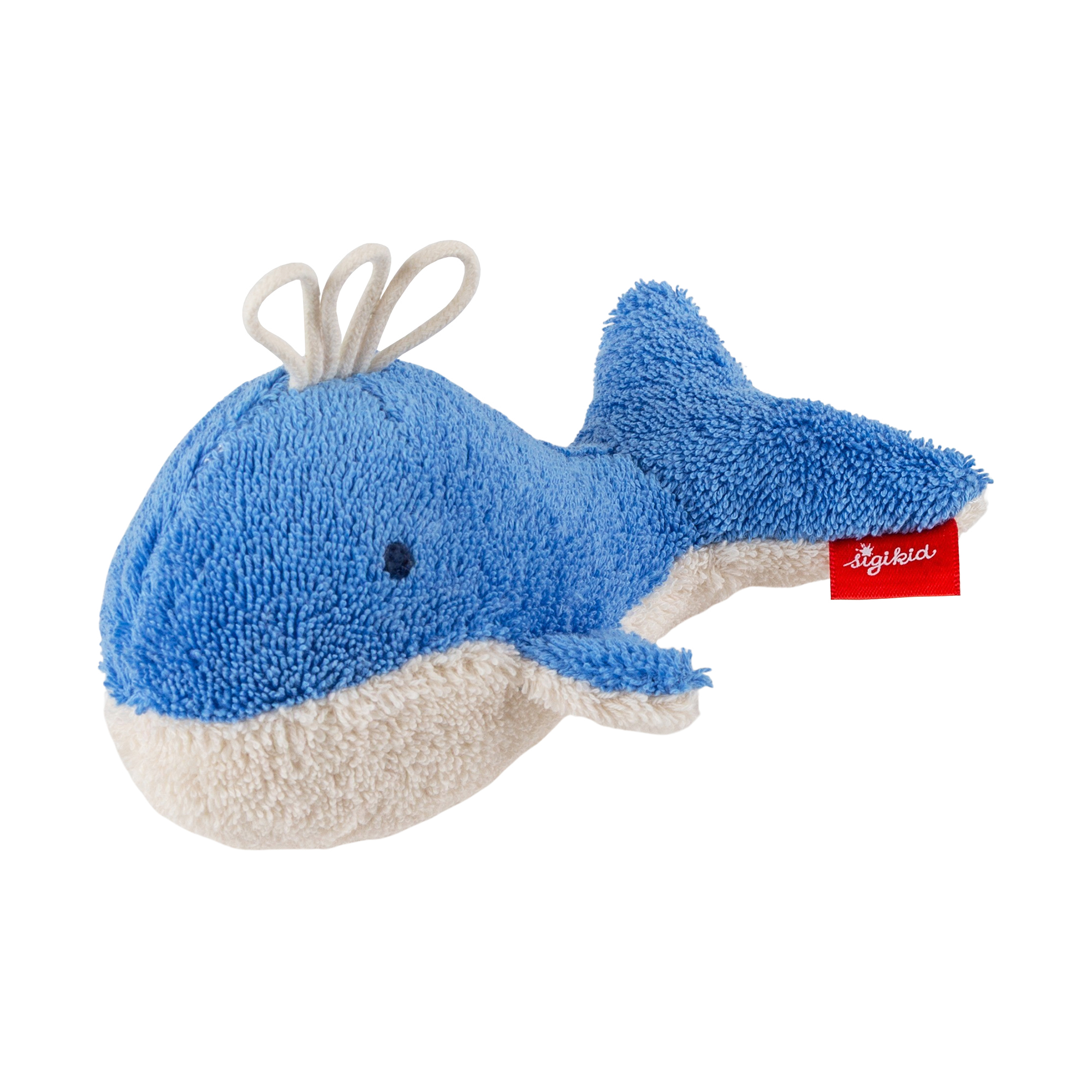 Baby squeaker soft toy whale, terry cotton