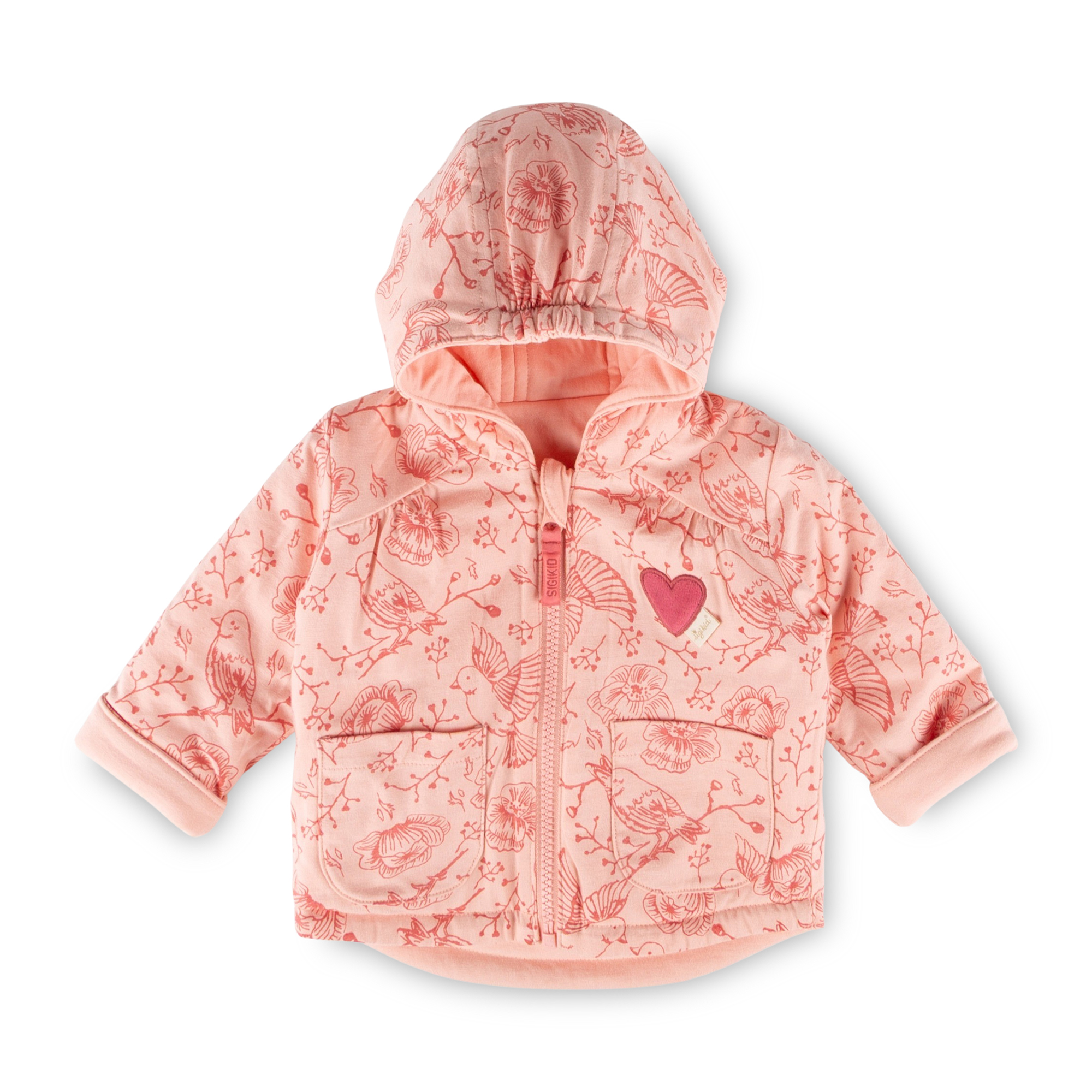 Baby Wendejacke mit Vögelchen Stickerei und Print, rosa