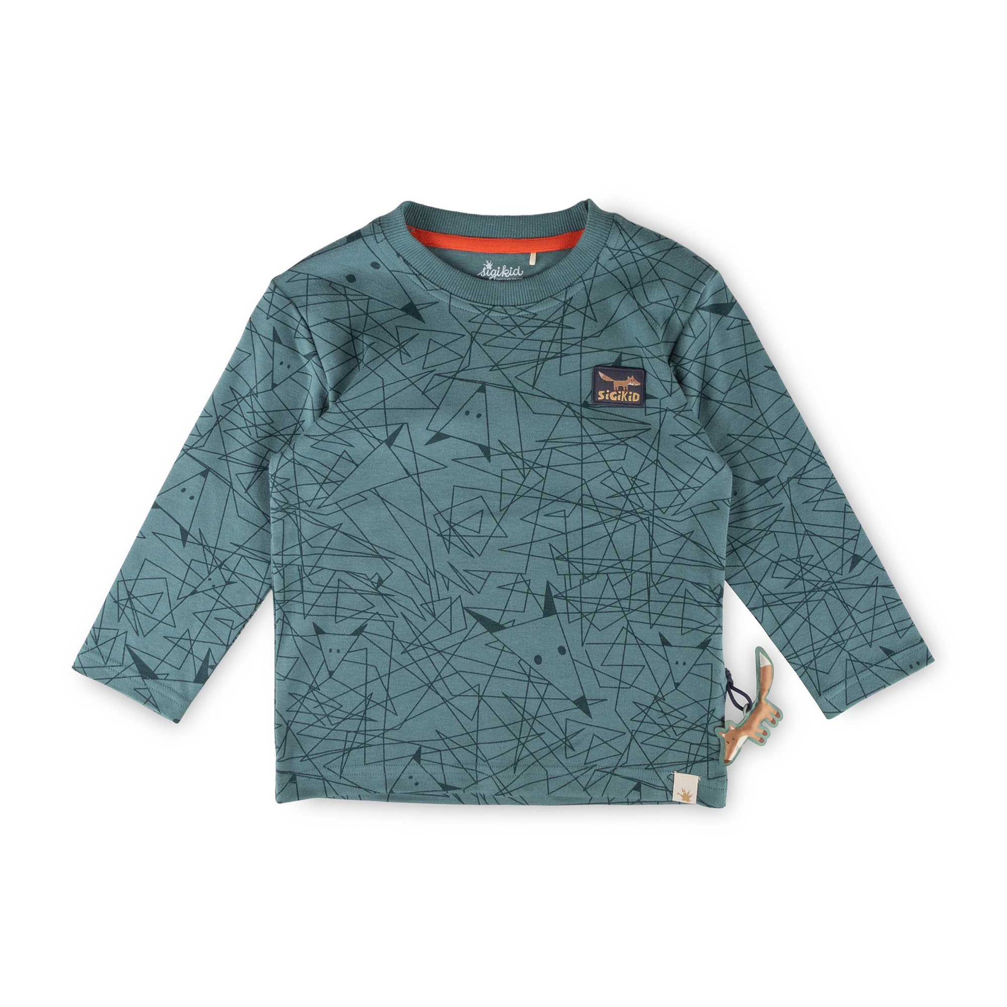 Kinder Langarmshirt Wild Fox, grün bedruckt