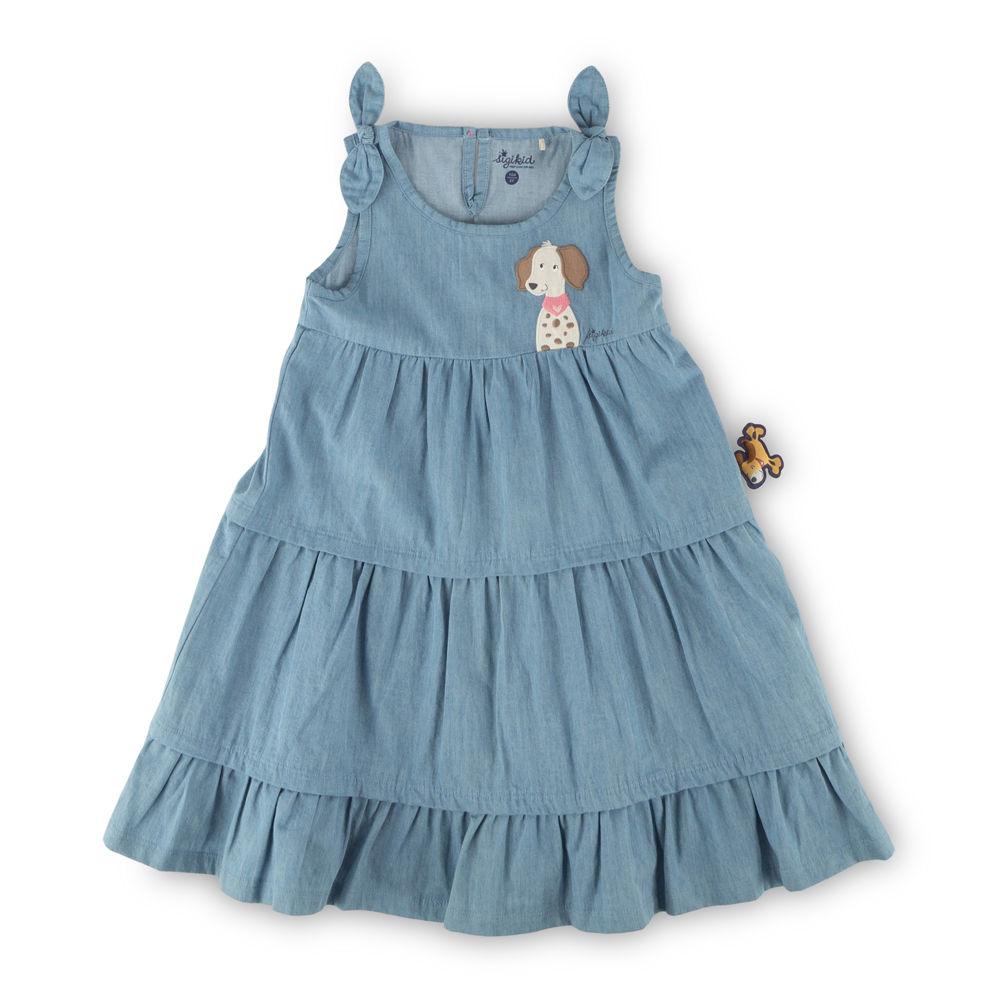 Kinder Chambray-Kleid Hund Funny Dog, hellblau, Kinder Chambray-Kleid Hund Funny Dog, hellblau,