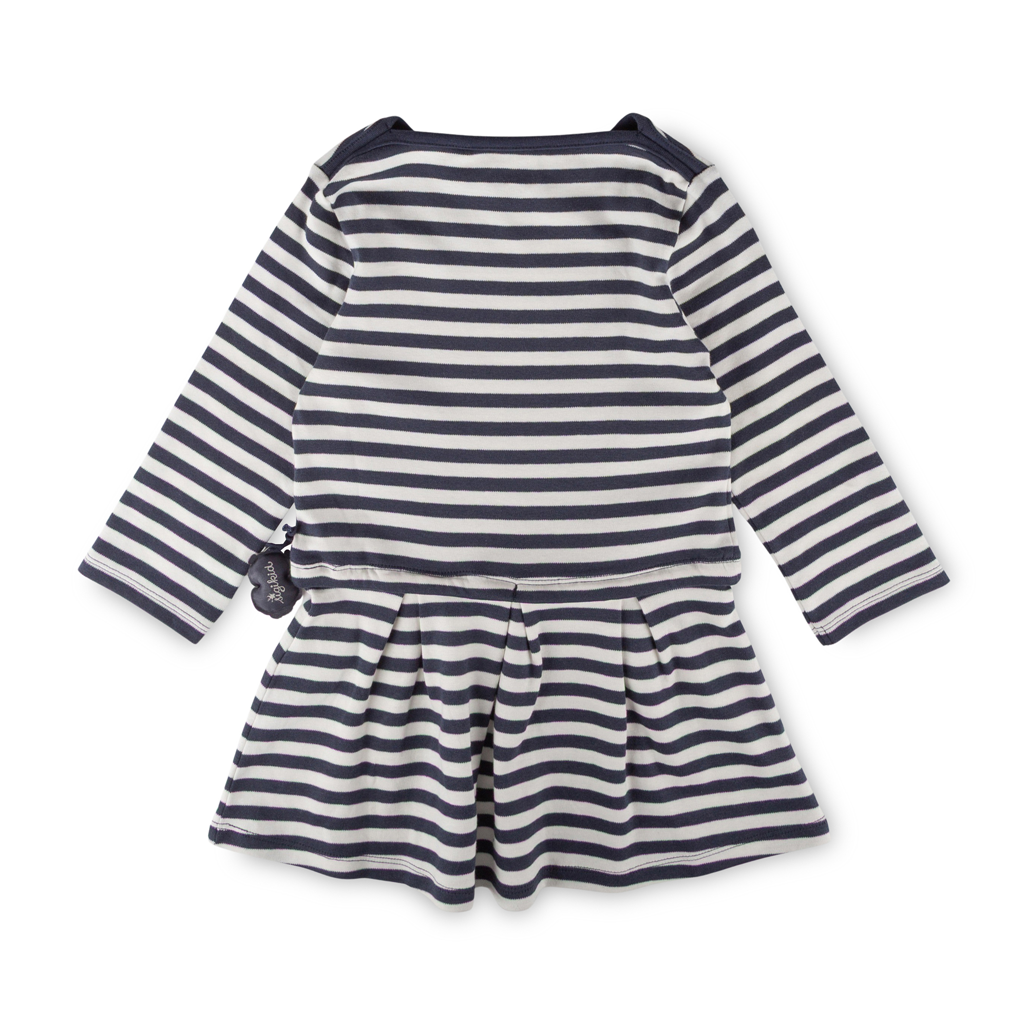 Kinder Kleid Eule Curious Owl, blau-weiß geringelt