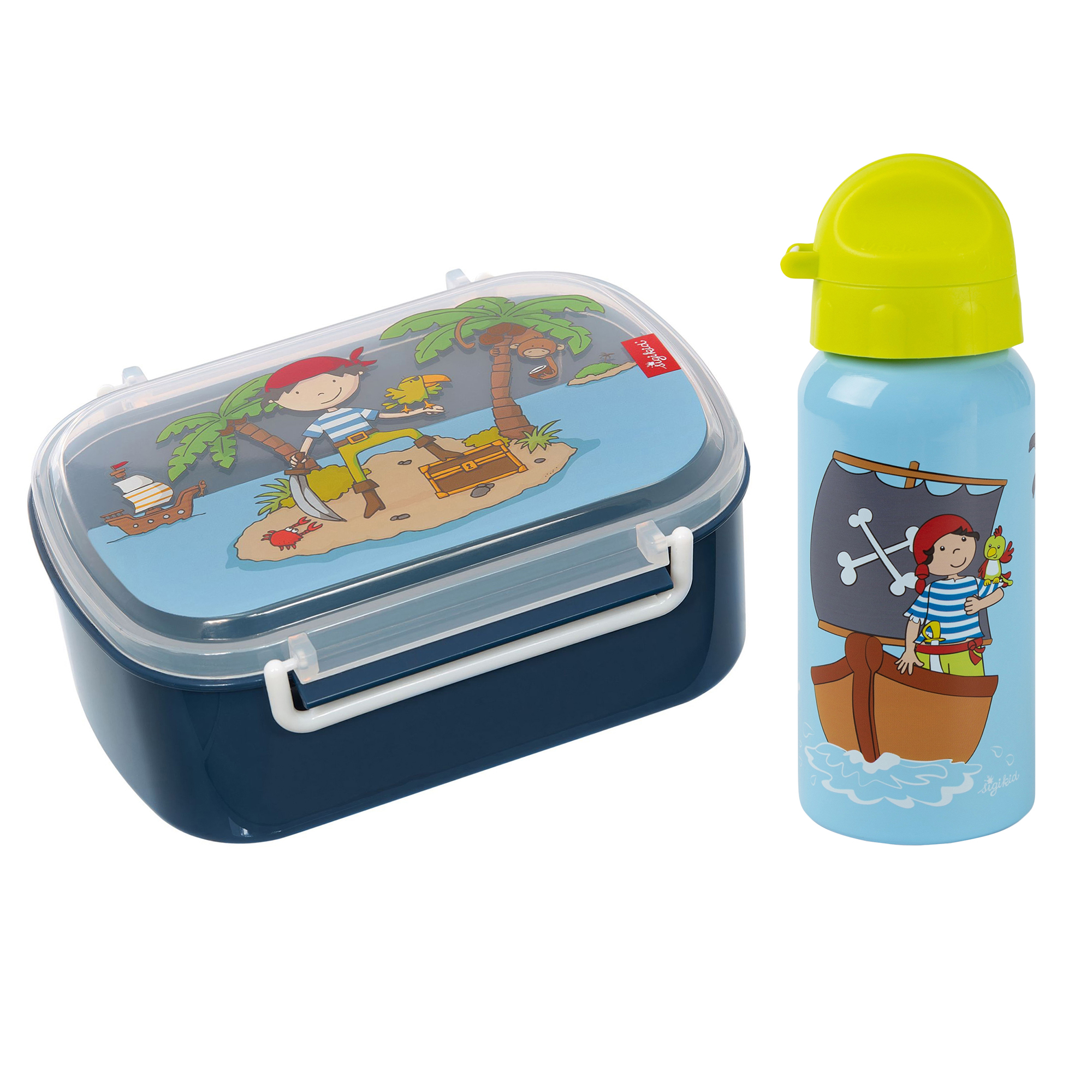 Kinder Set 400ml Edelstahl Trinkflasche und Brotbox, Sammy Samoa Kinder Set 400ml Edelstahl Trinkflasche und Brotbox, Sammy Samoa