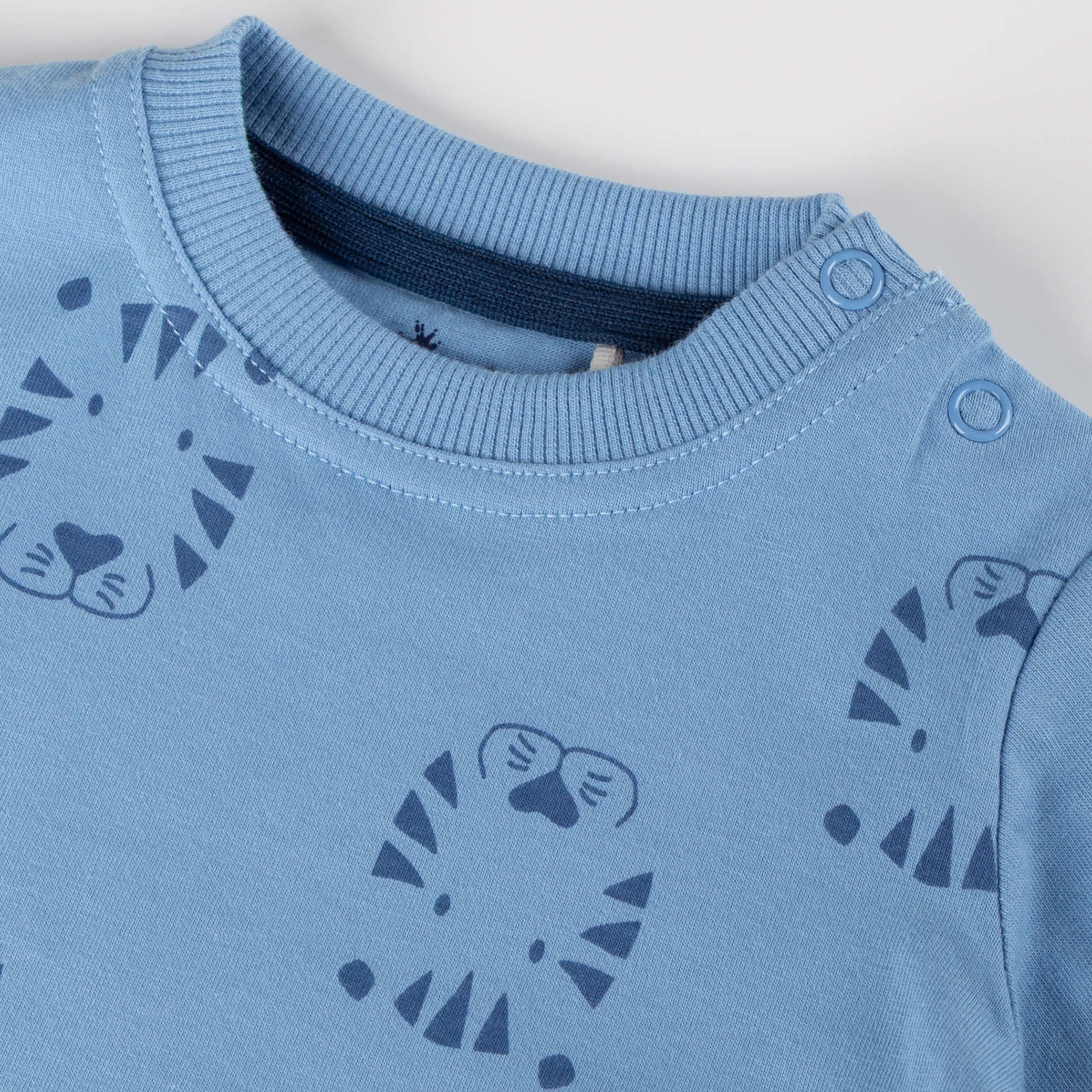 Baby T-Shirt Tiger & Löwe Print, blau