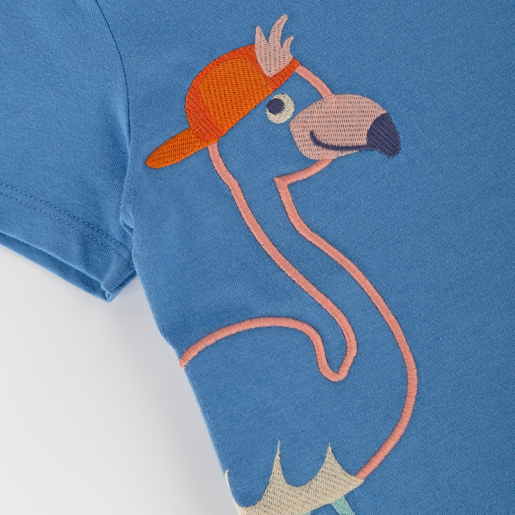Blaues Kinder T-Shirt mit Flamingo Motiv Blaues Kinder T-Shirt mit Flamingo Motiv