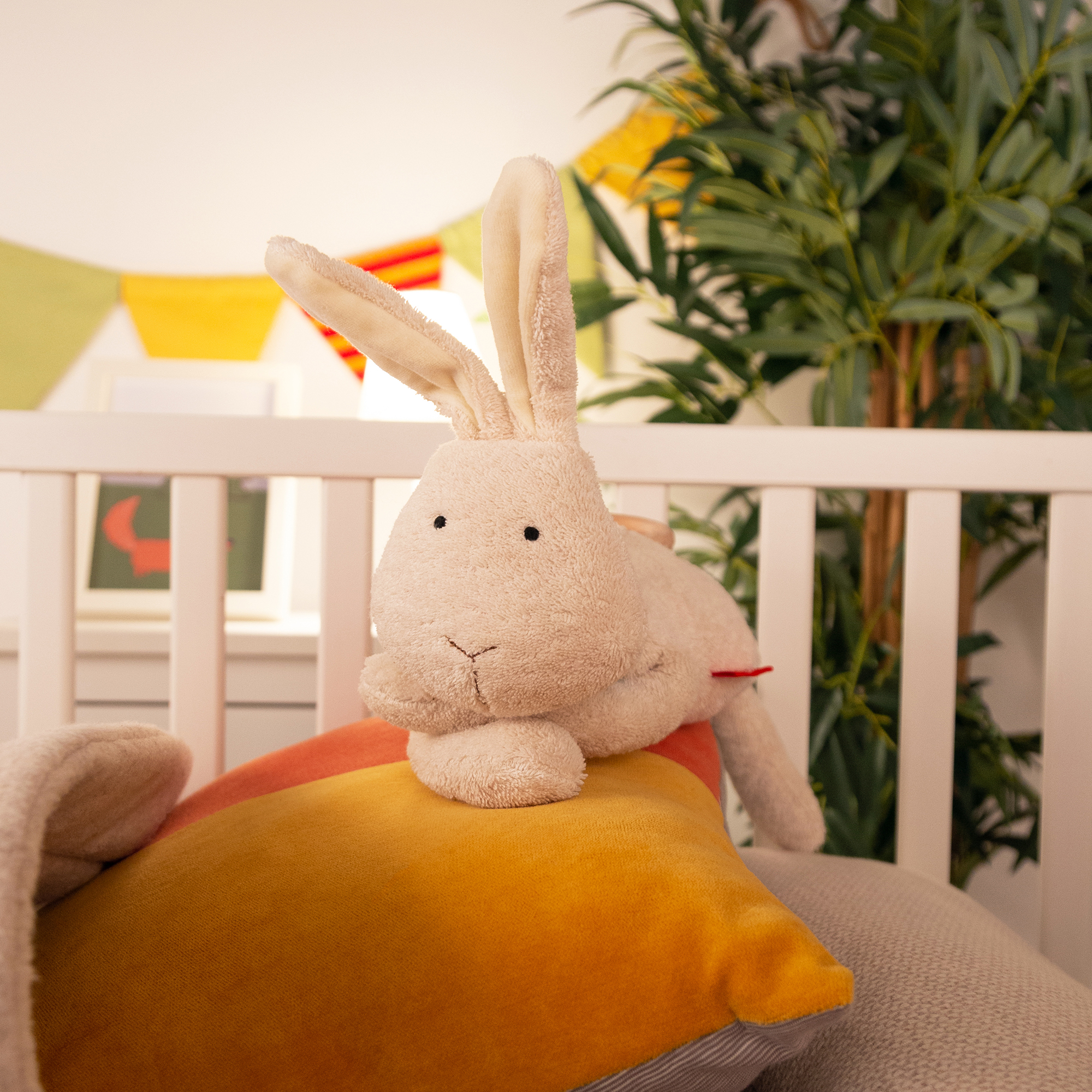Mom's musical soft toy bunny Mamilodie, écru, for pregnancy