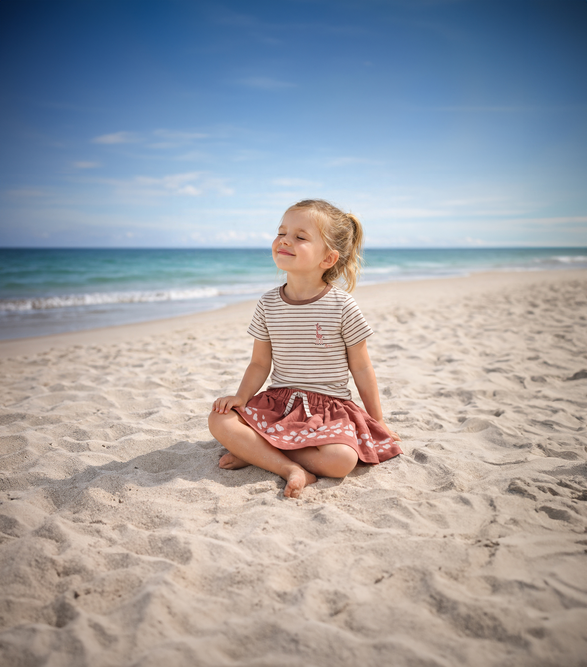 Kinder Ringel T-Shirt Giraffe, braun/weiß