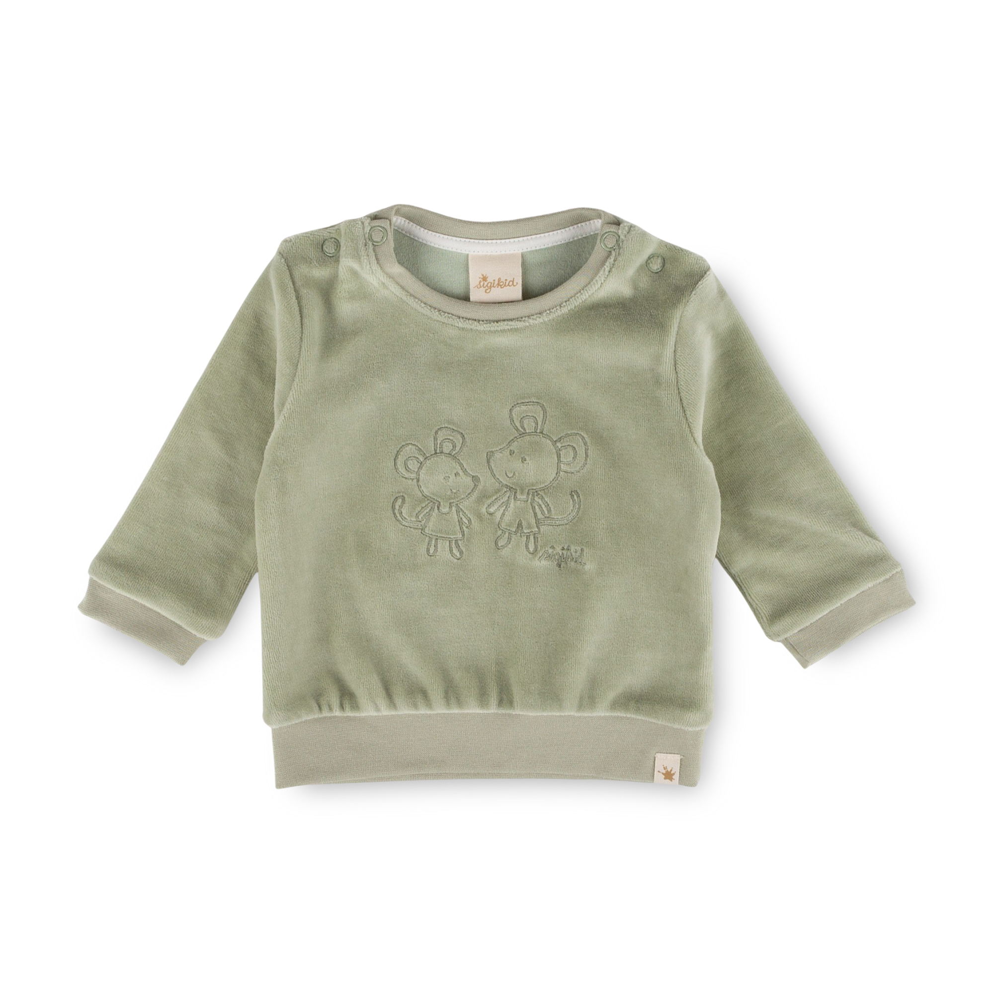 Newborn baby velour long sleeve Tee mouse, green