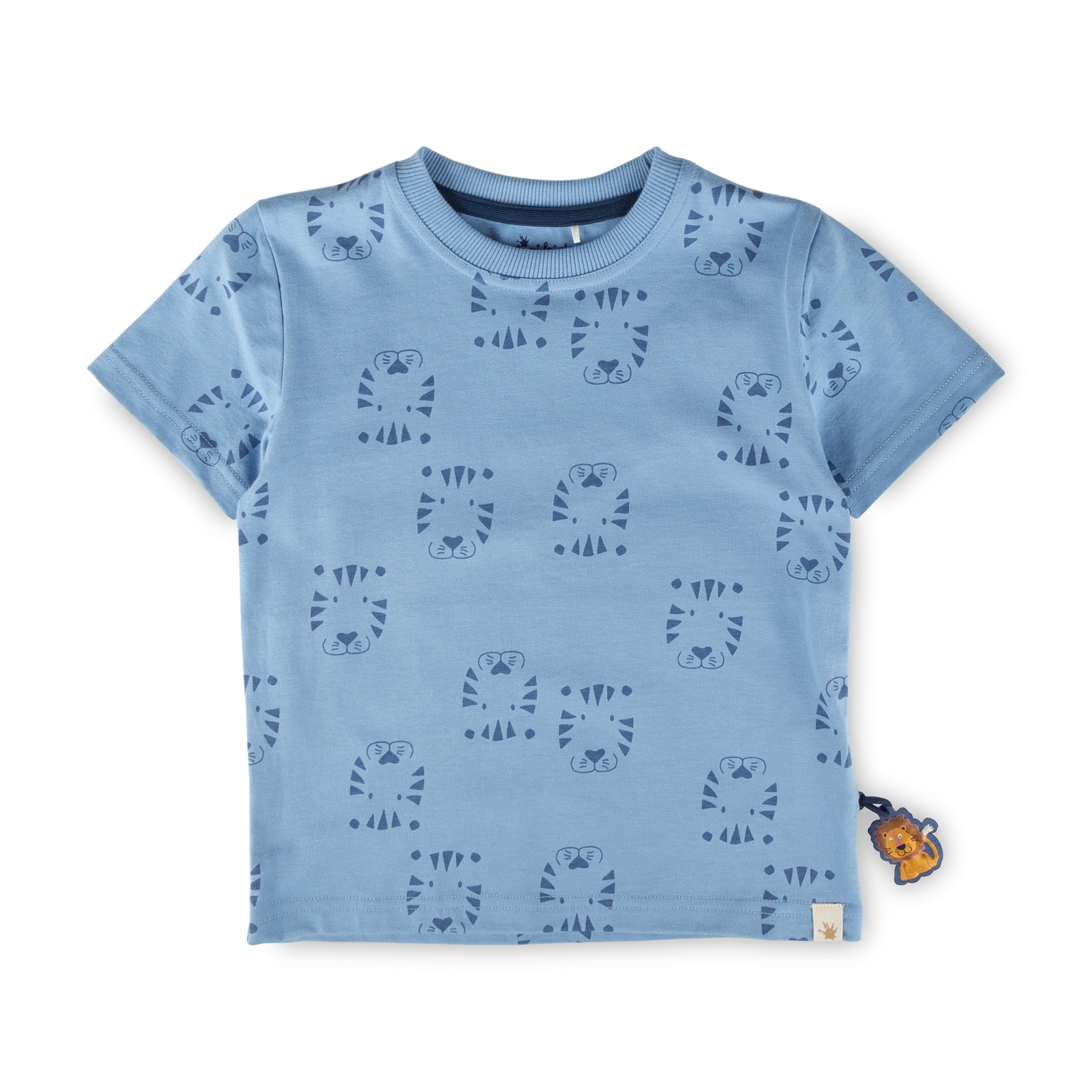 Kinder T-Shirt Tiger & Löwe Print, blau