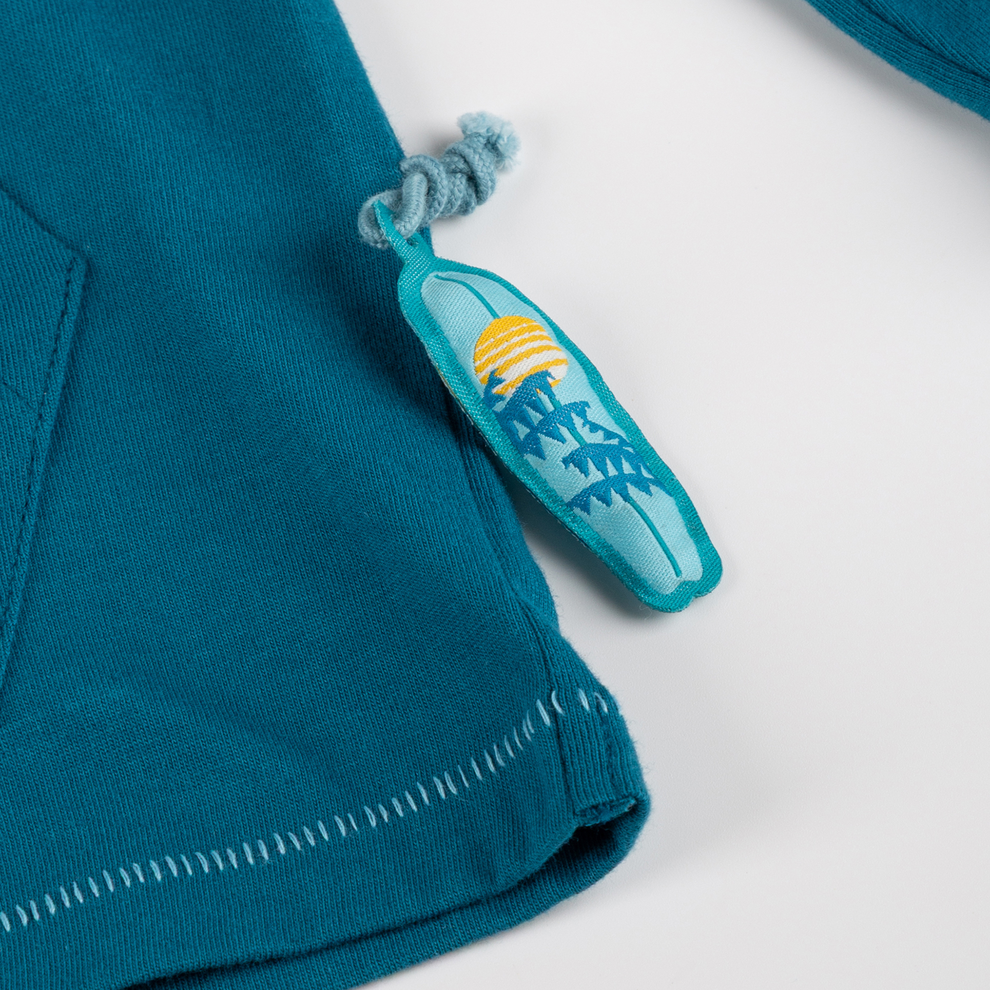 Kinder Langarmshirt Hai mit Kapuze, blaugrün