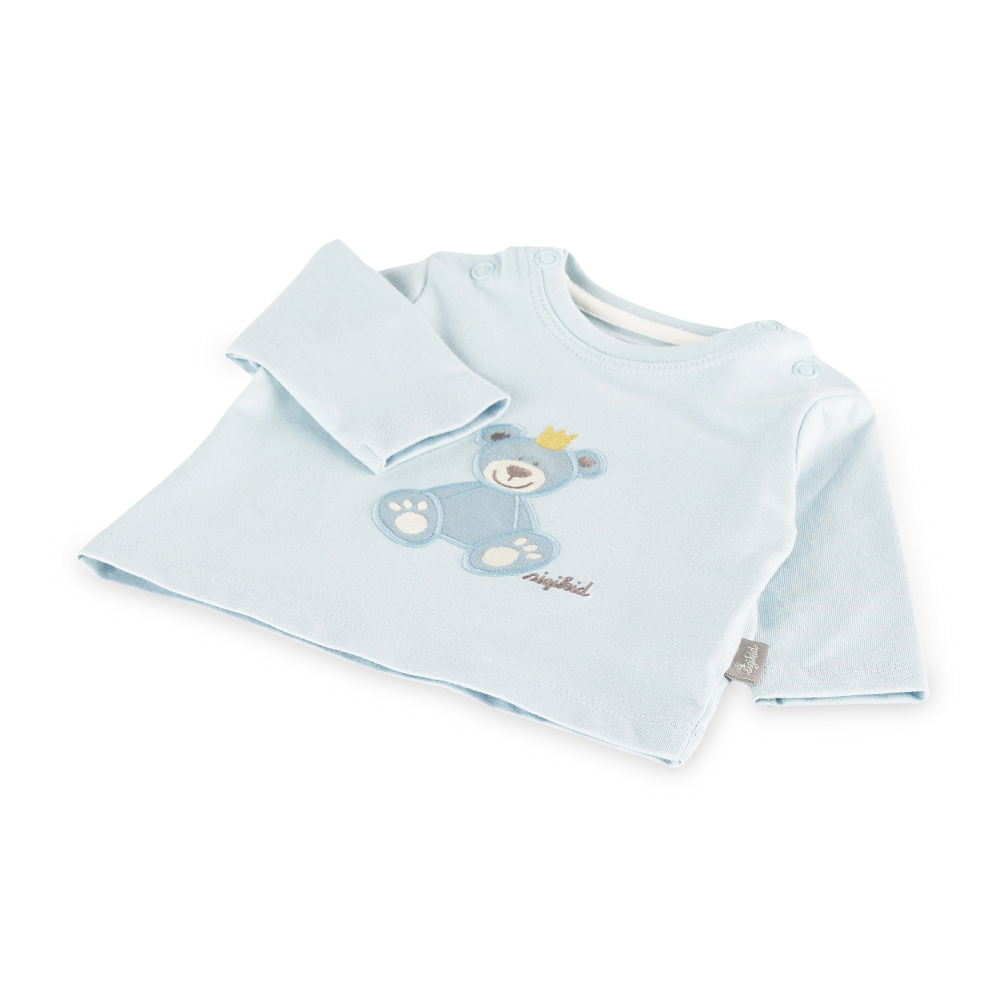 Baby Langarmshirt Krönchen Bär, blau Baby Langarmshirt Krönchen Bär, blau