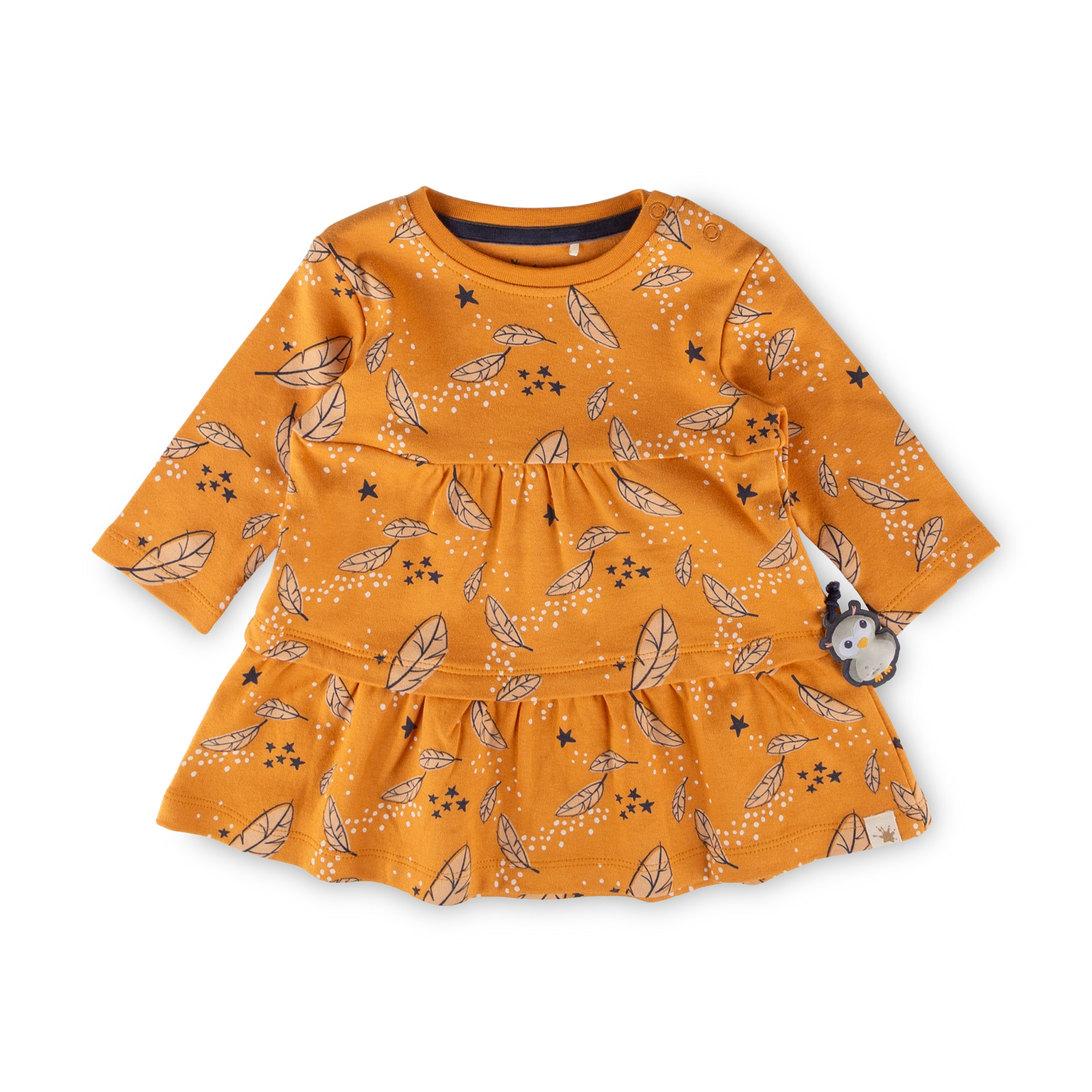 Baby Kleid Magic Owl, gelb mit Federprint