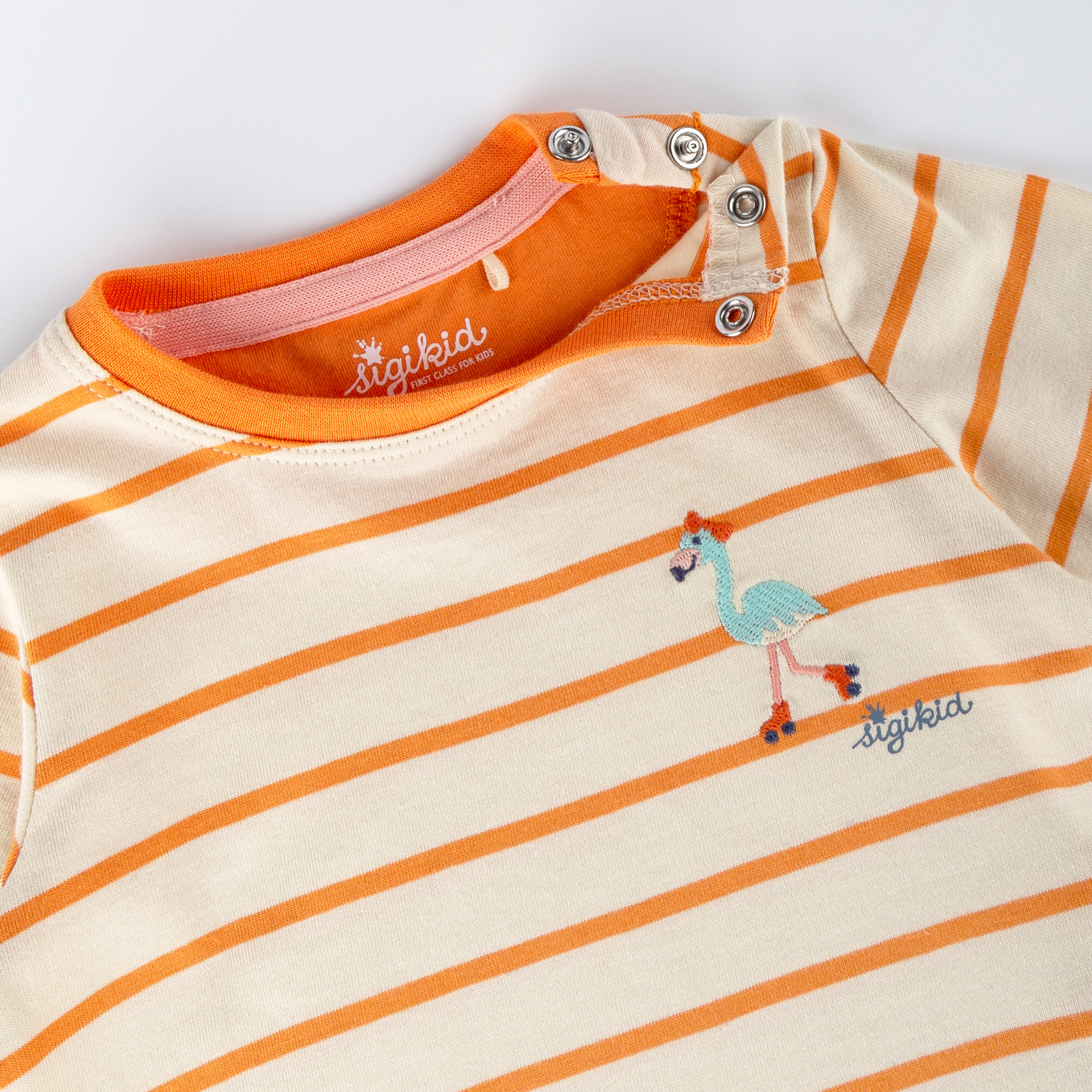 Baby Langarm Ringelshirt, orange-weiß