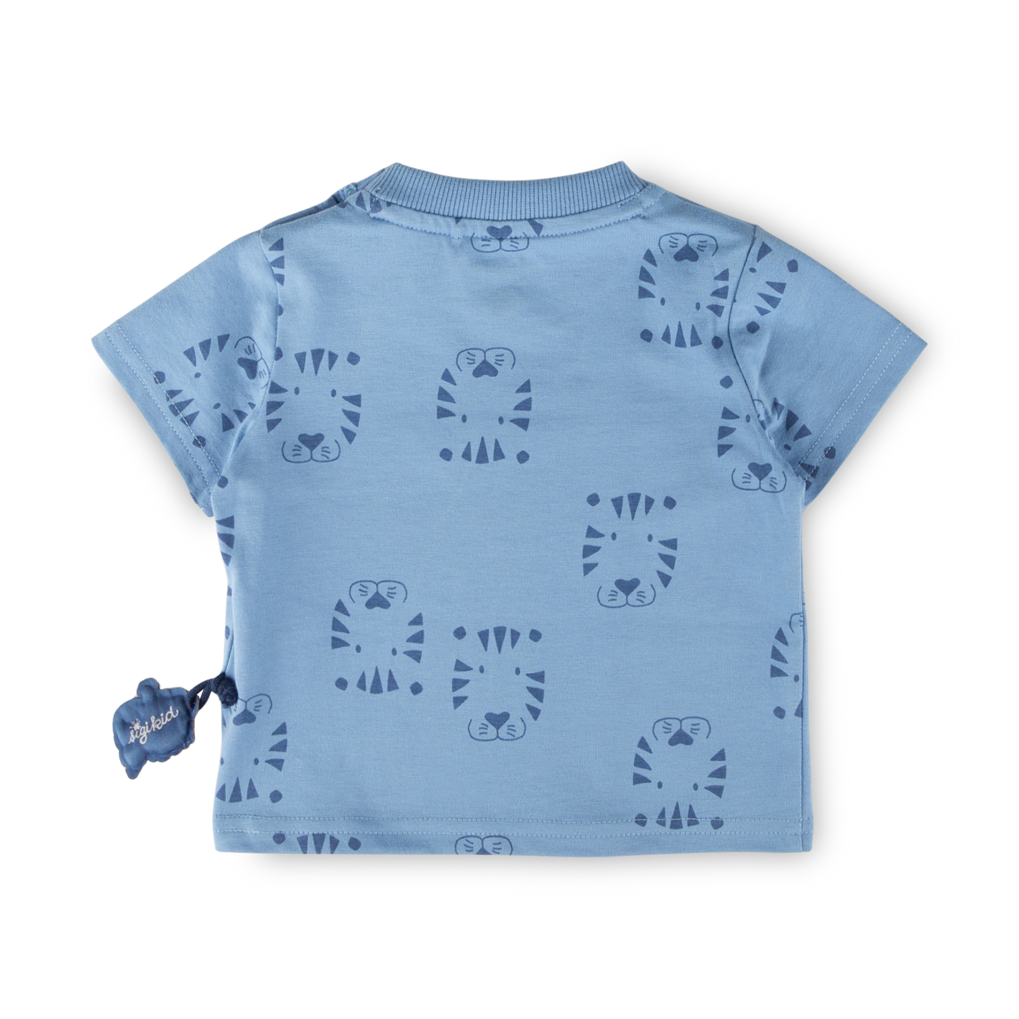 Baby T-Shirt Tiger & Löwe Print, blau