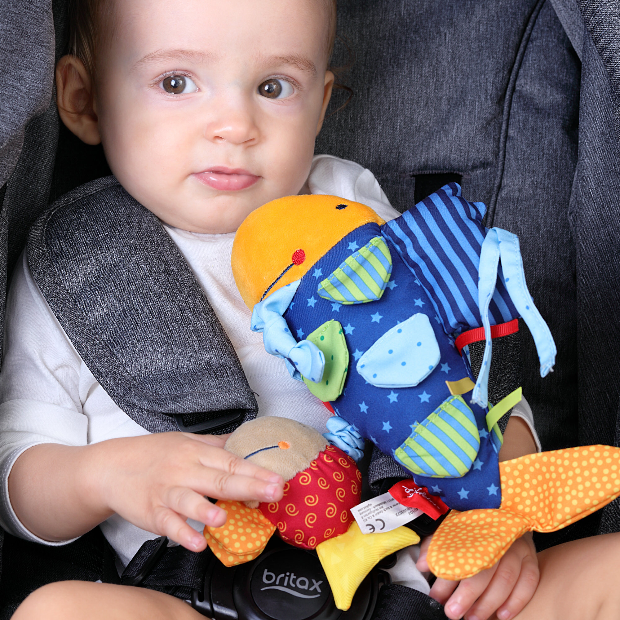 Baby activity soft toy fish, vibrating rattle