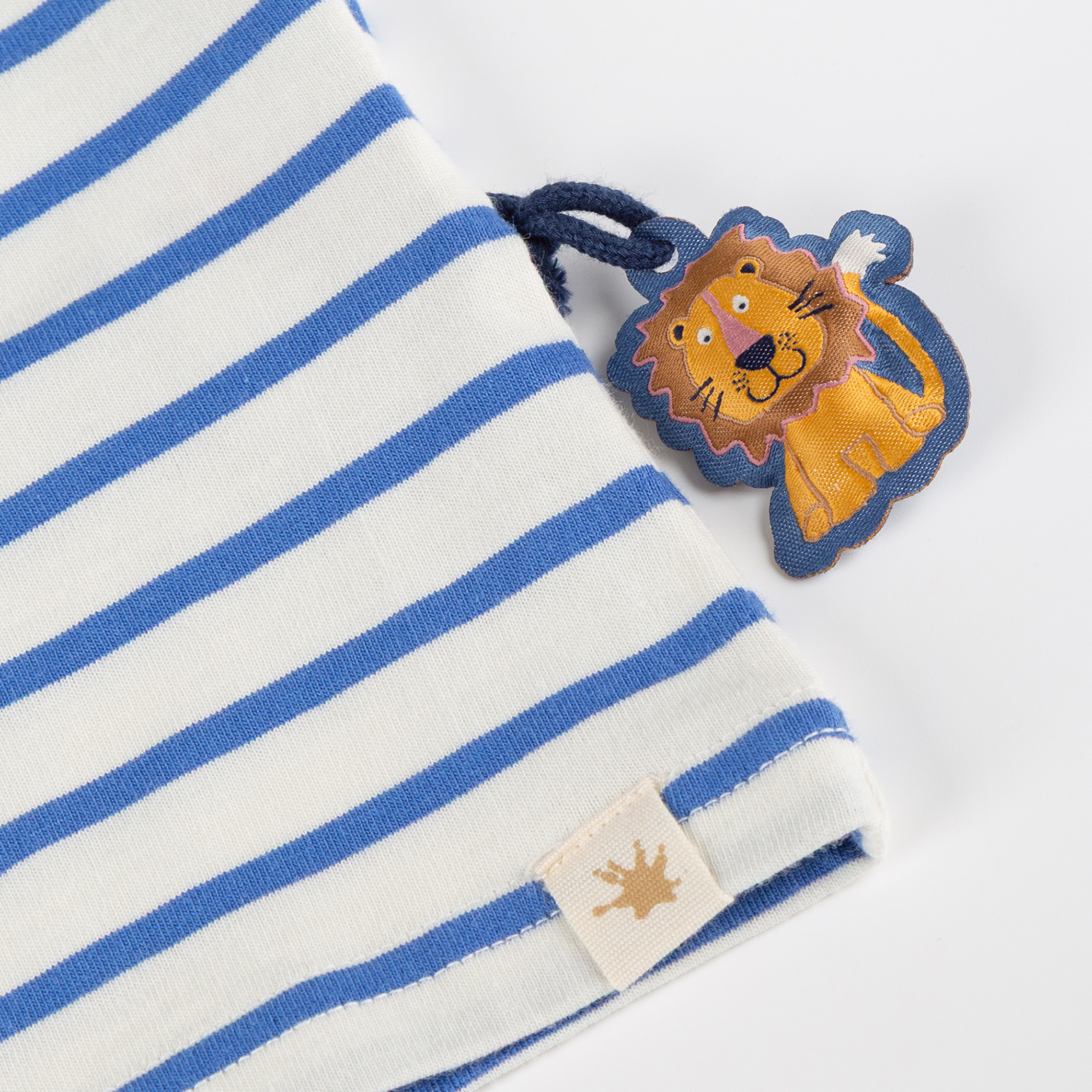 Kinder Ringel T-Shirt Tiger & Löwe, blau/weiß
