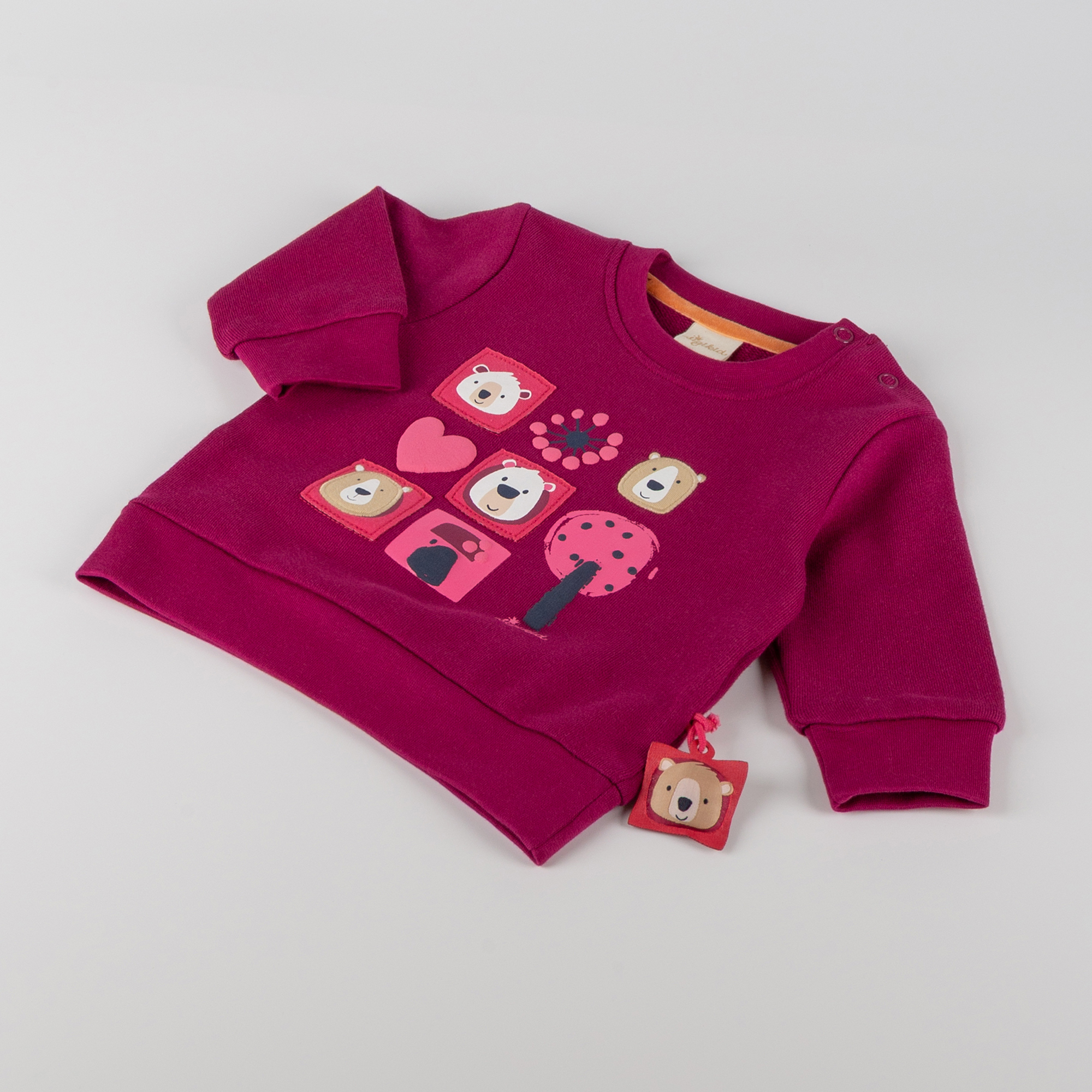 Baby Sweatshirt Bärchen Fancy Forest, dunkelpink