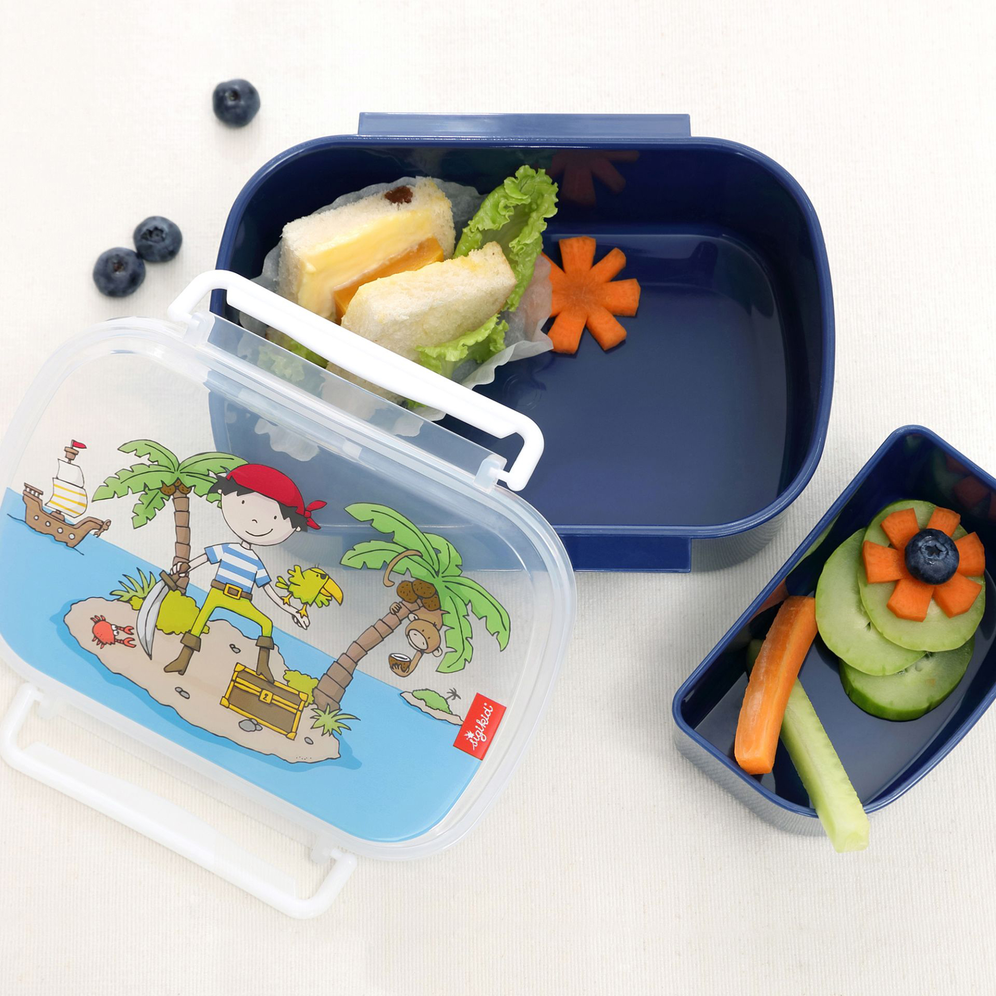 Kinder Set 400ml Edelstahl Trinkflasche und Brotbox, Sammy Samoa Kinder Set 400ml Edelstahl Trinkflasche und Brotbox, Sammy Samoa