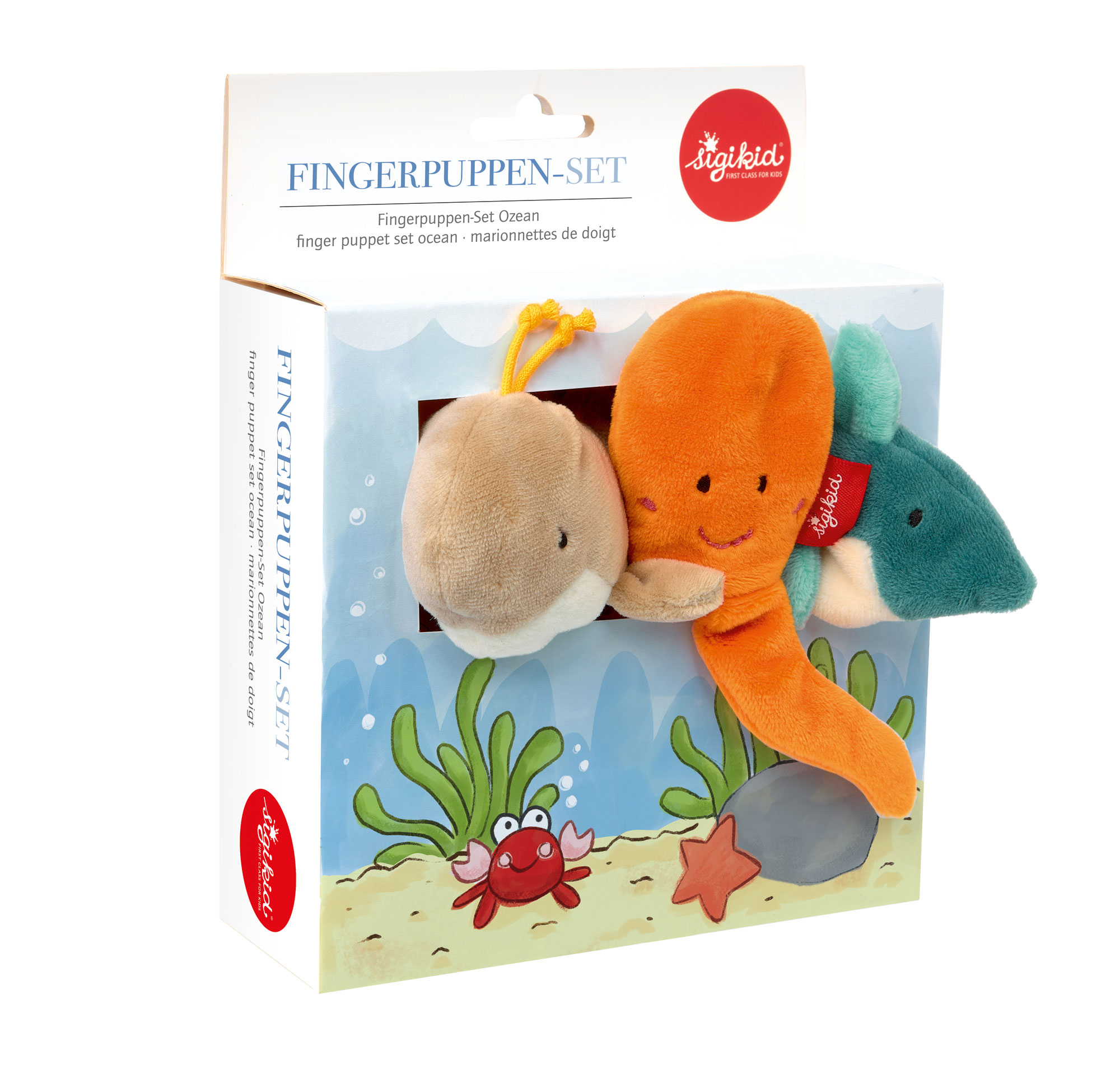 Finger puppet set ocean, squid, shark & whale