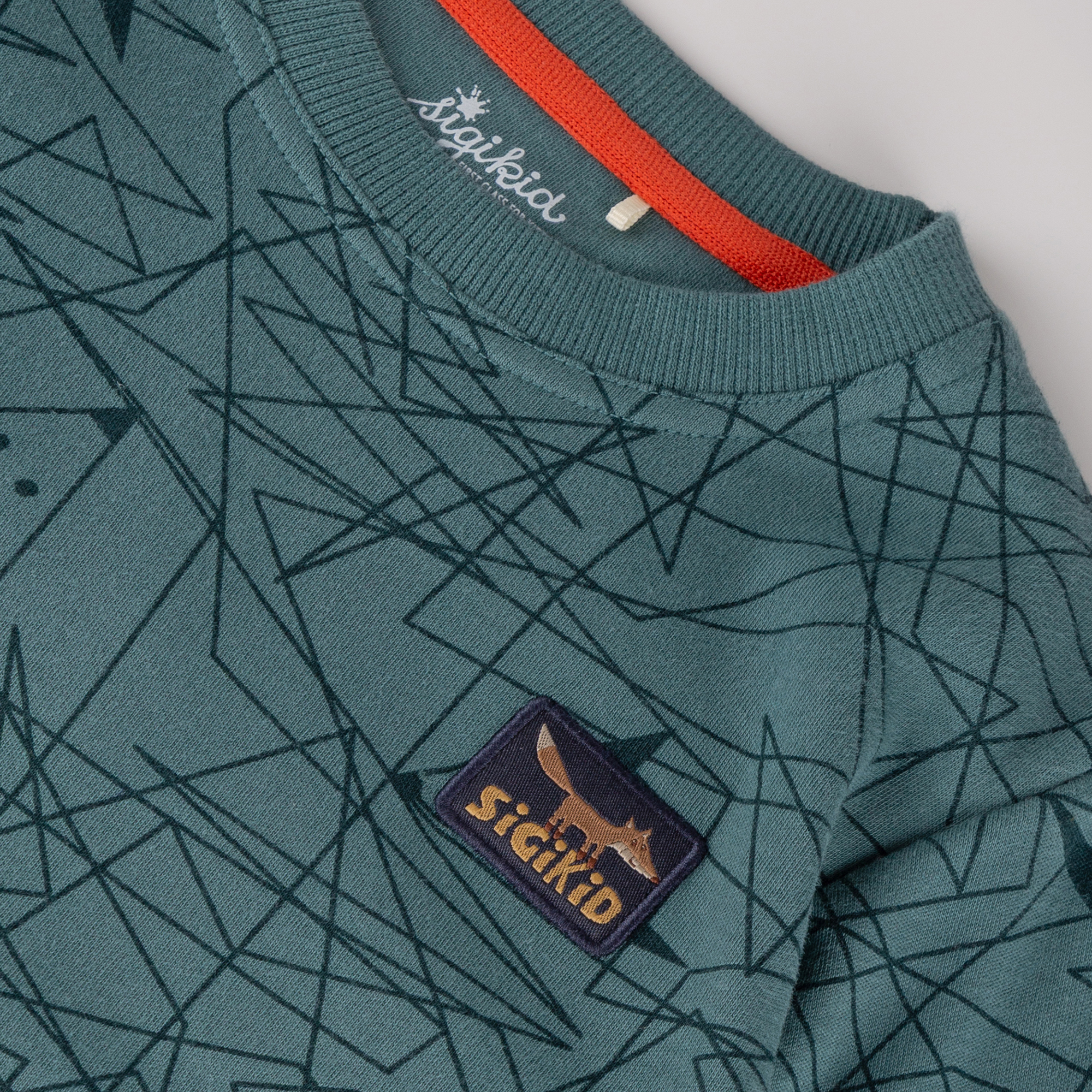 Kinder Langarmshirt Wild Fox, grün bedruckt