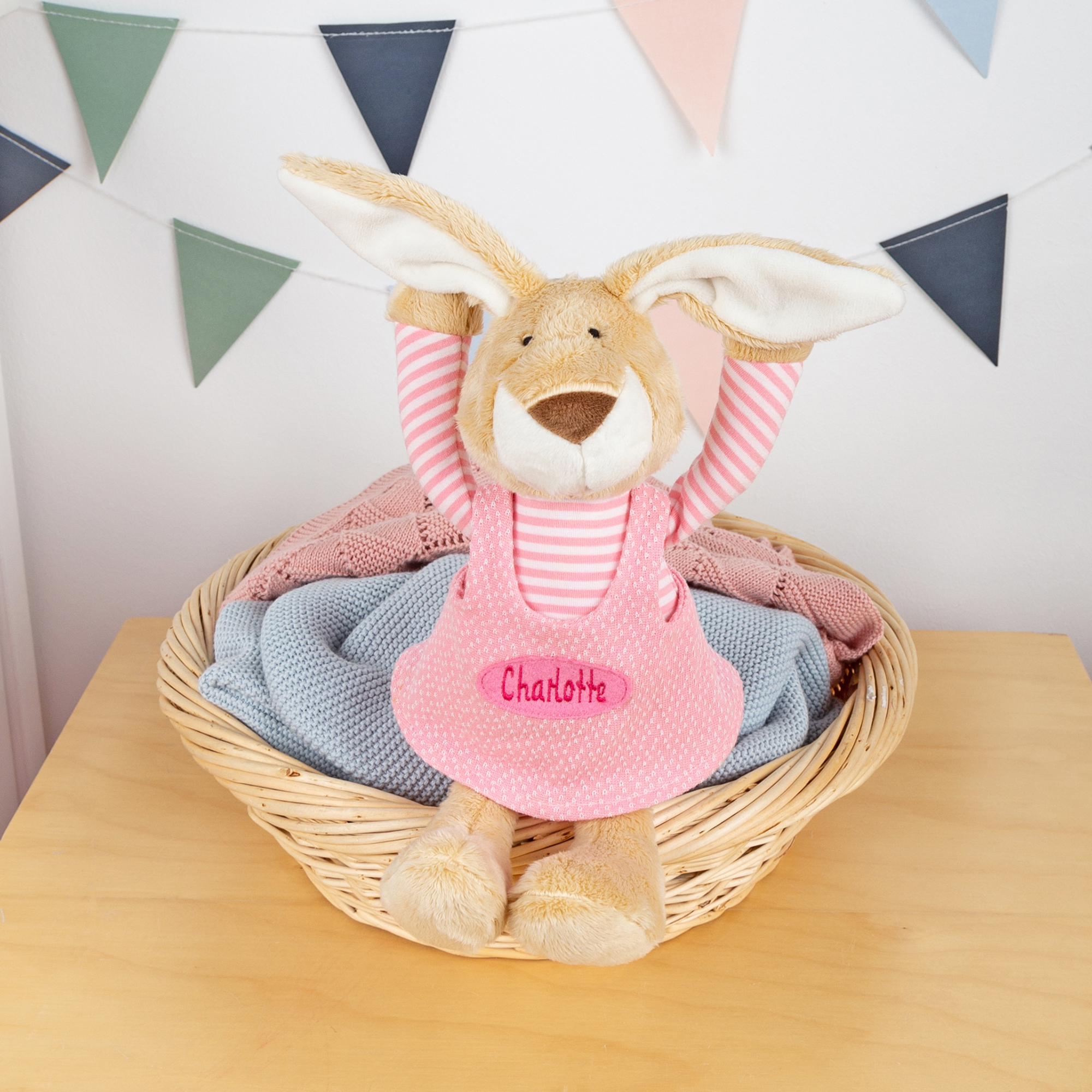 Kuscheltier Namensspielfigur Hase rosa Kuscheltier Namensspielfigur Hase rosa