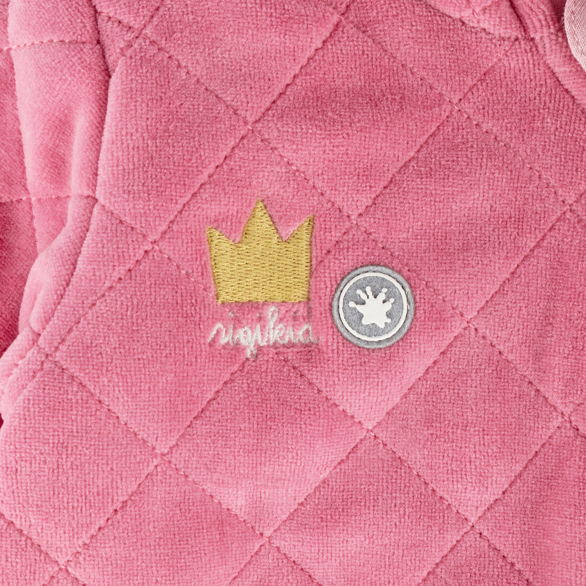 Quilted newborn baby velour overall pink, lined, foldable cuffs Quilted newborn baby velour overall pink, lined, foldable cuffs