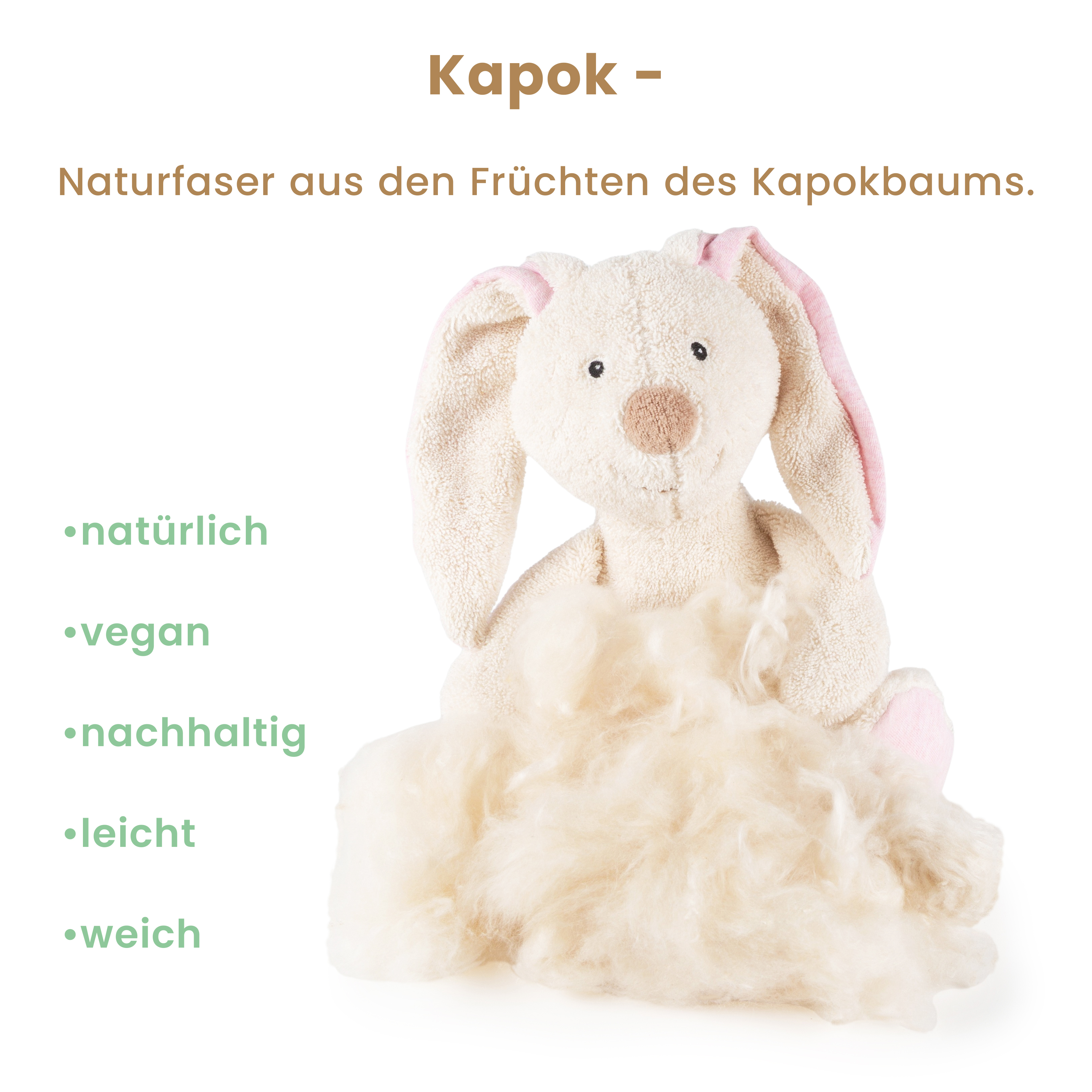 Kuscheltier Hase, Baumwolle & Kapok, Natural Friends
