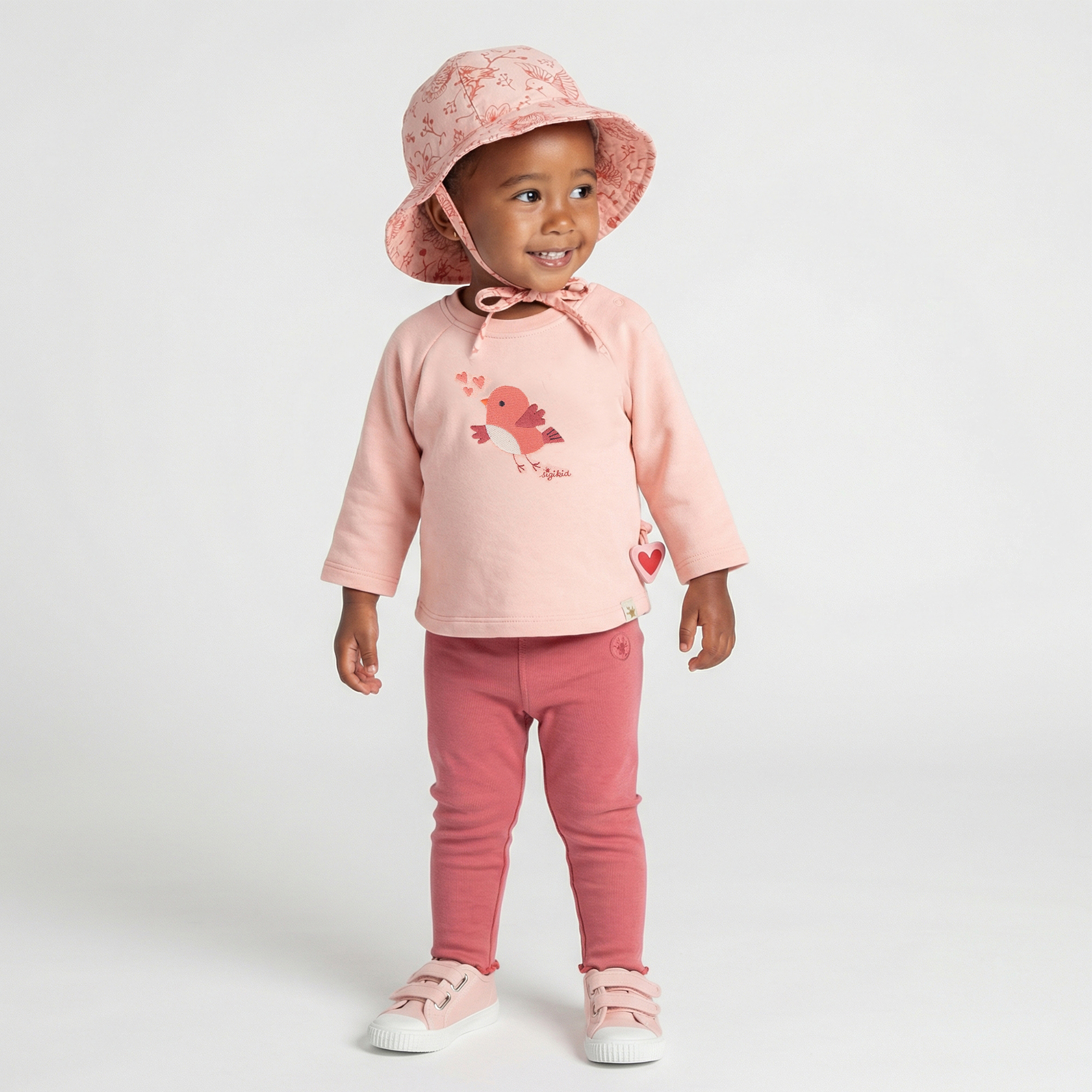 Baby Sommerhut Vögelchen Print, rosa