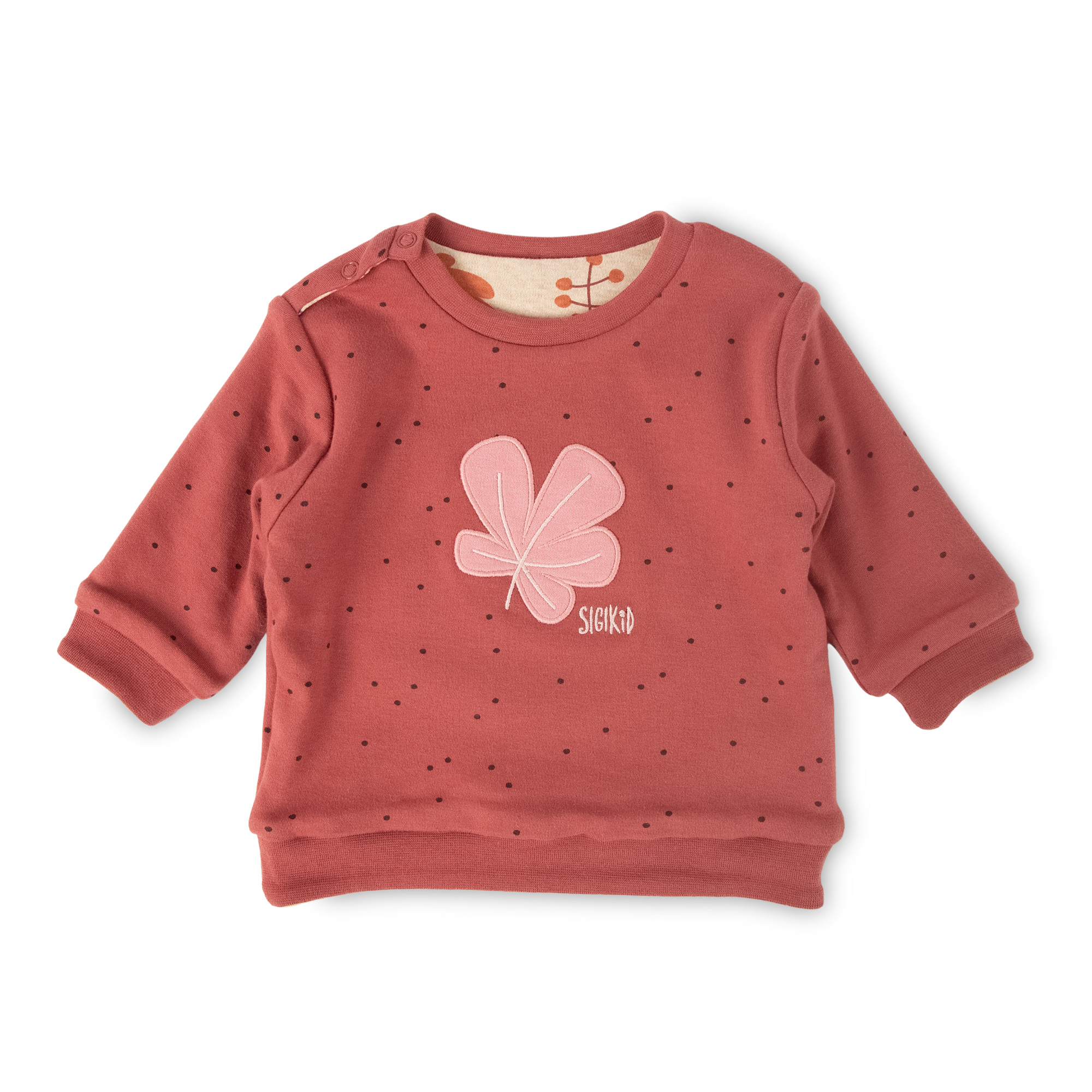Baby Wendeshirt rotbraun mit Pünktchen/bunter Herbstprint Baby Wendeshirt rotbraun mit Pünktchen/bunter Herbstprint