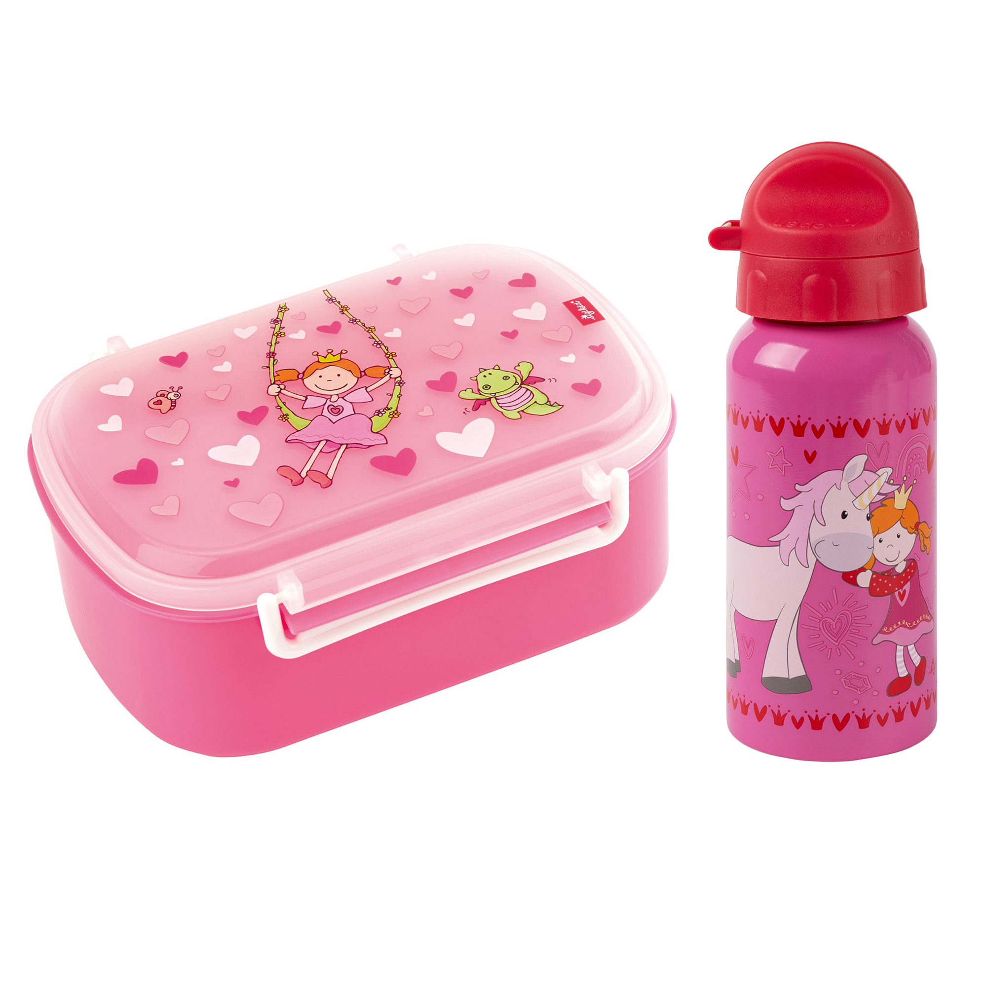 Kinder Set 400ml Edelstahl Trinkflasche und Brotbox, Pinky Queeny Kinder Set 400ml Edelstahl Trinkflasche und Brotbox, Pinky Queeny