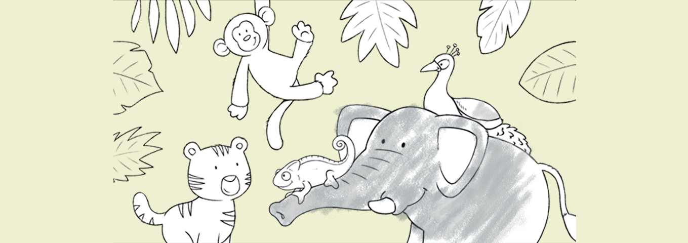 Ausmalbild: Tiger und seine Freunde