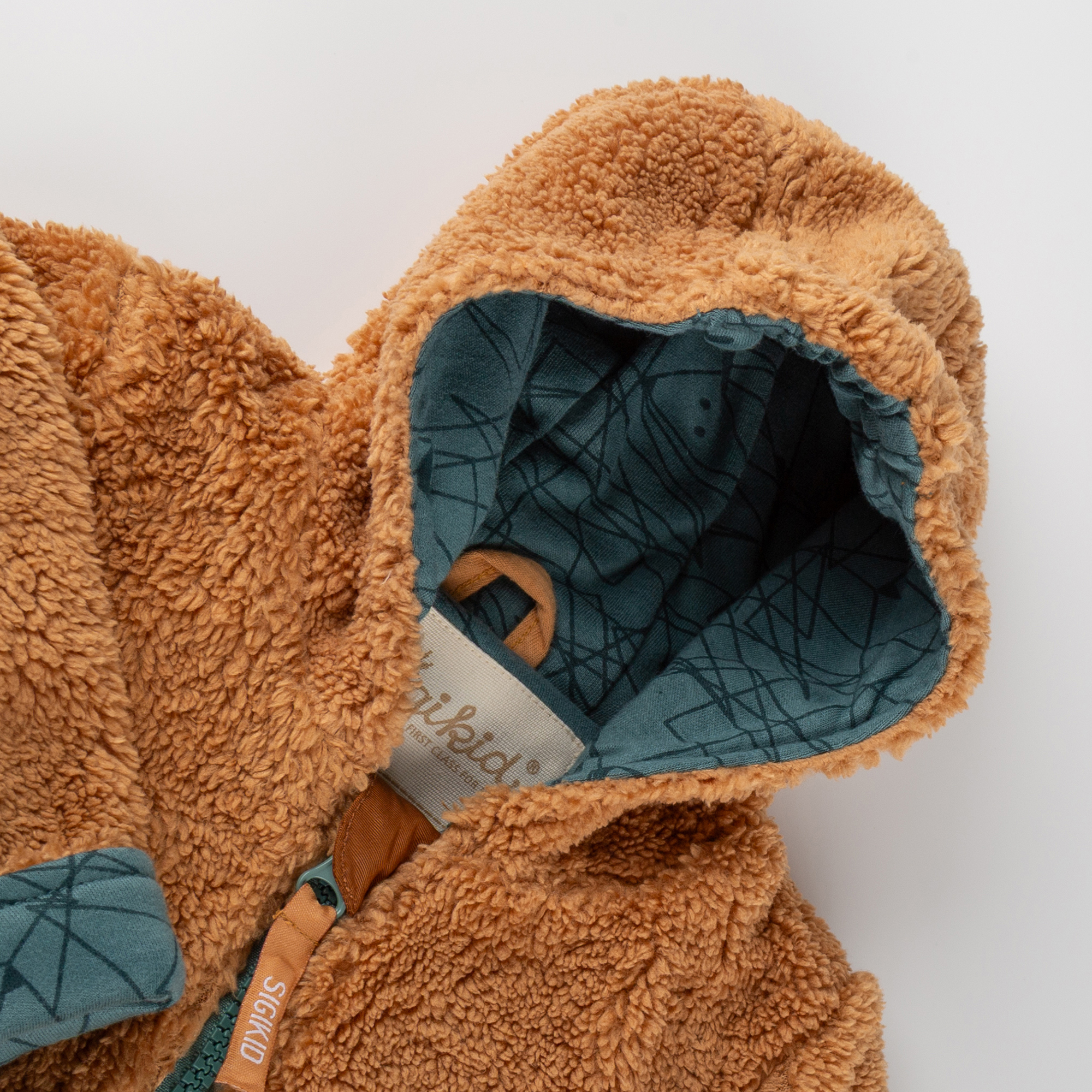 Hooded baby teddy fleece jacket, lined, Wild Fox