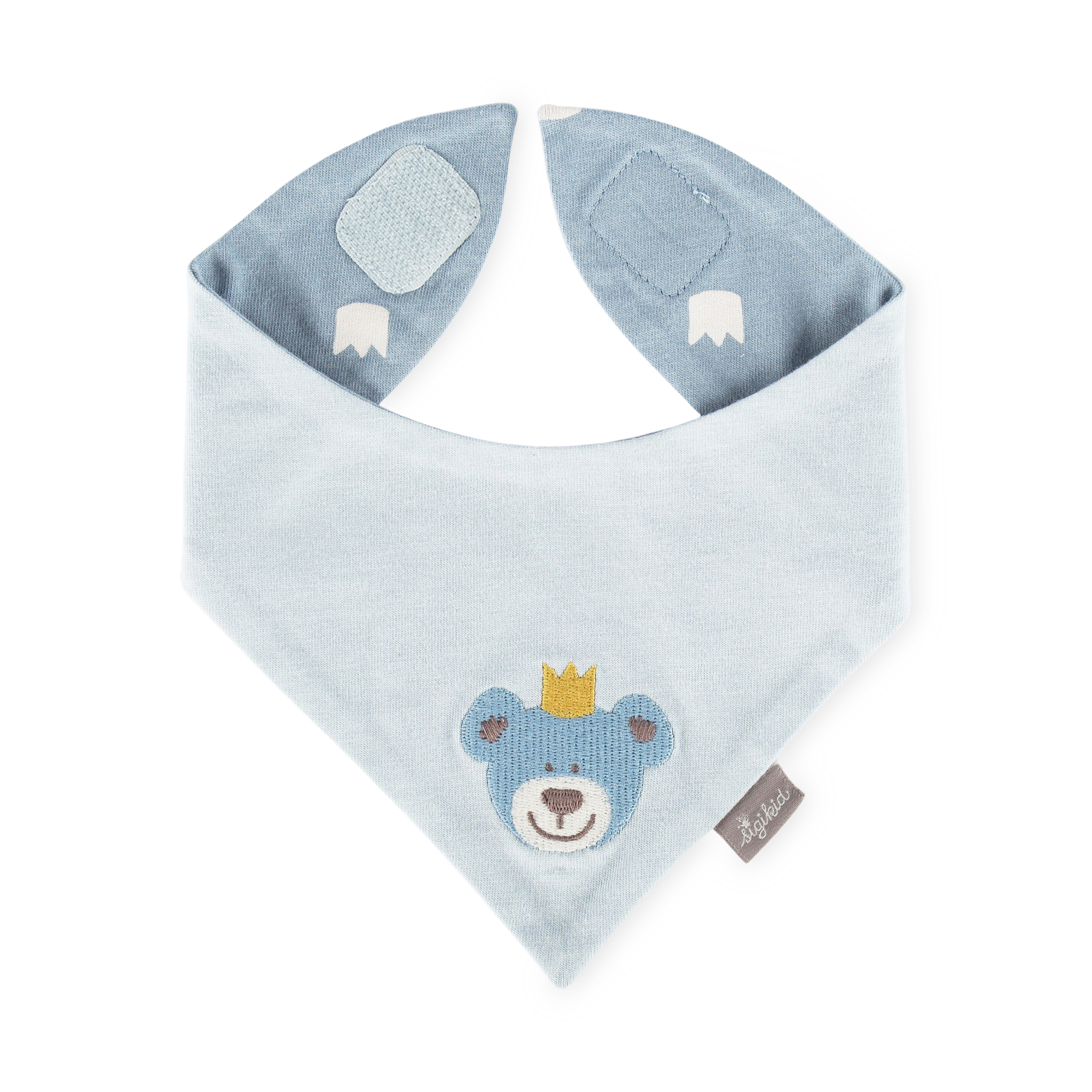 Baby Wendehalstuch Krönchen Bär, blau Baby Wendehalstuch Krönchen Bär, blau