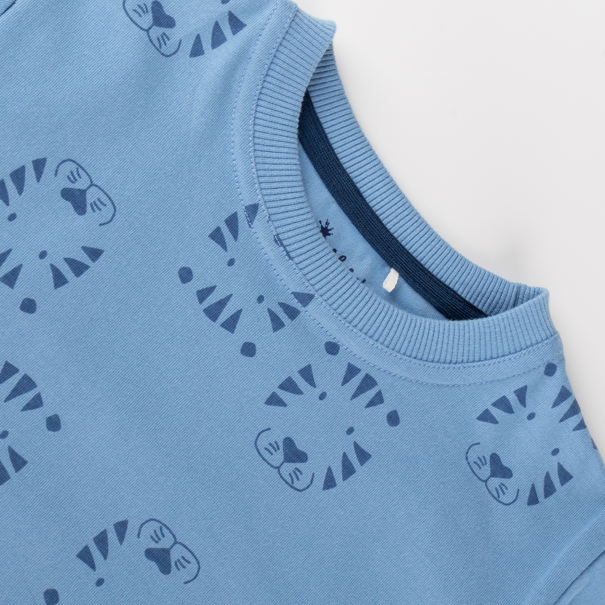 Kinder T-Shirt Tiger & Löwe Print, blau