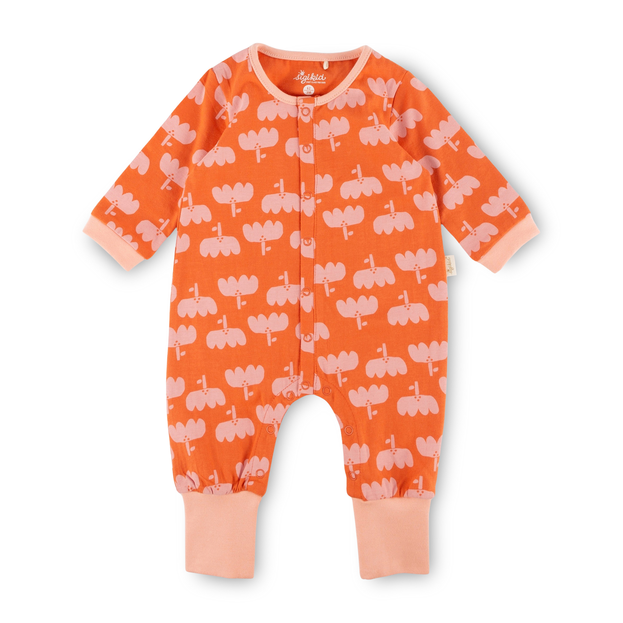 Weicher Baby Schlaf Overall Blütenprint, hellrot/apricot Weicher Baby Schlaf Overall Blütenprint, hellrot/apricot