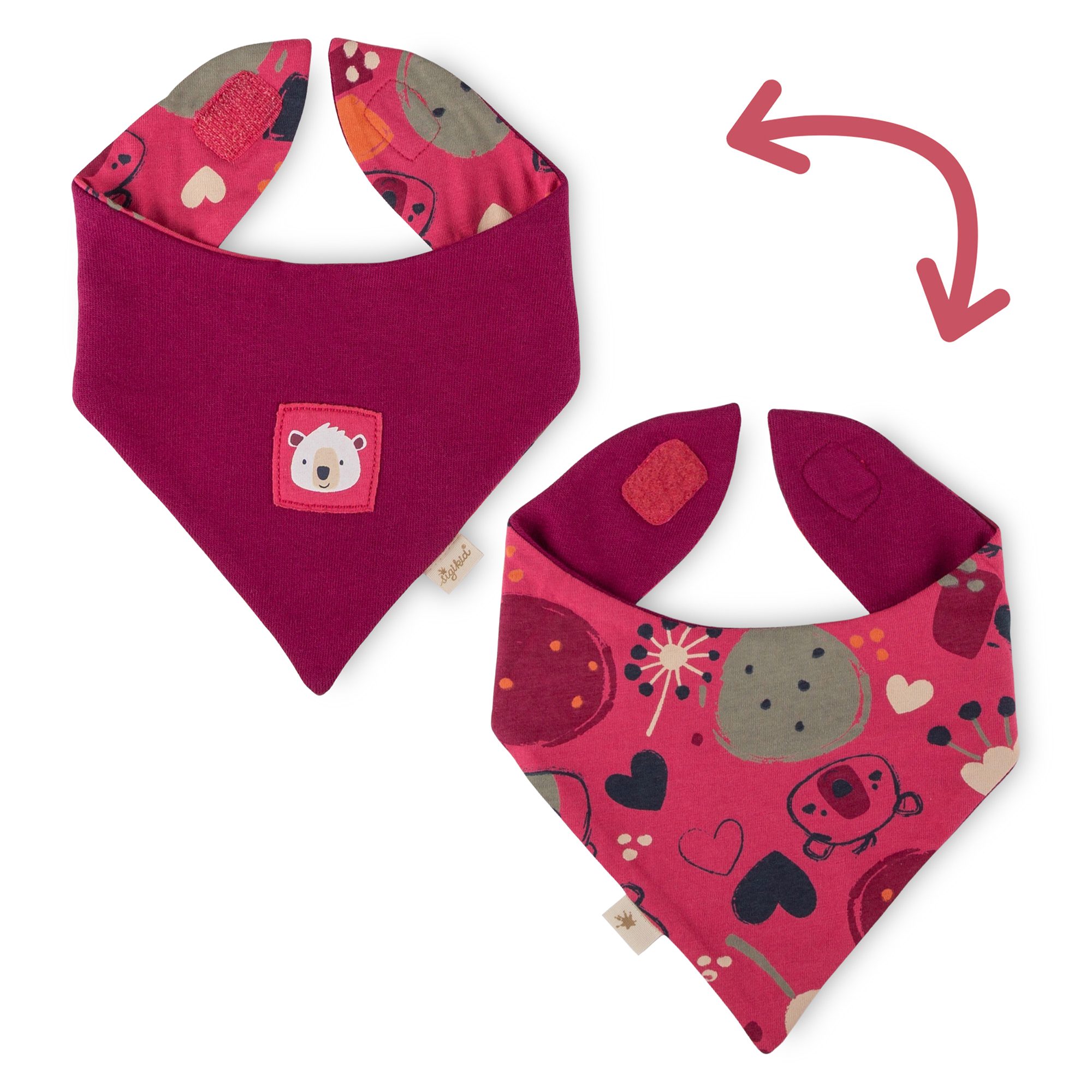 Reversible baby bandana bib Fancy Forest