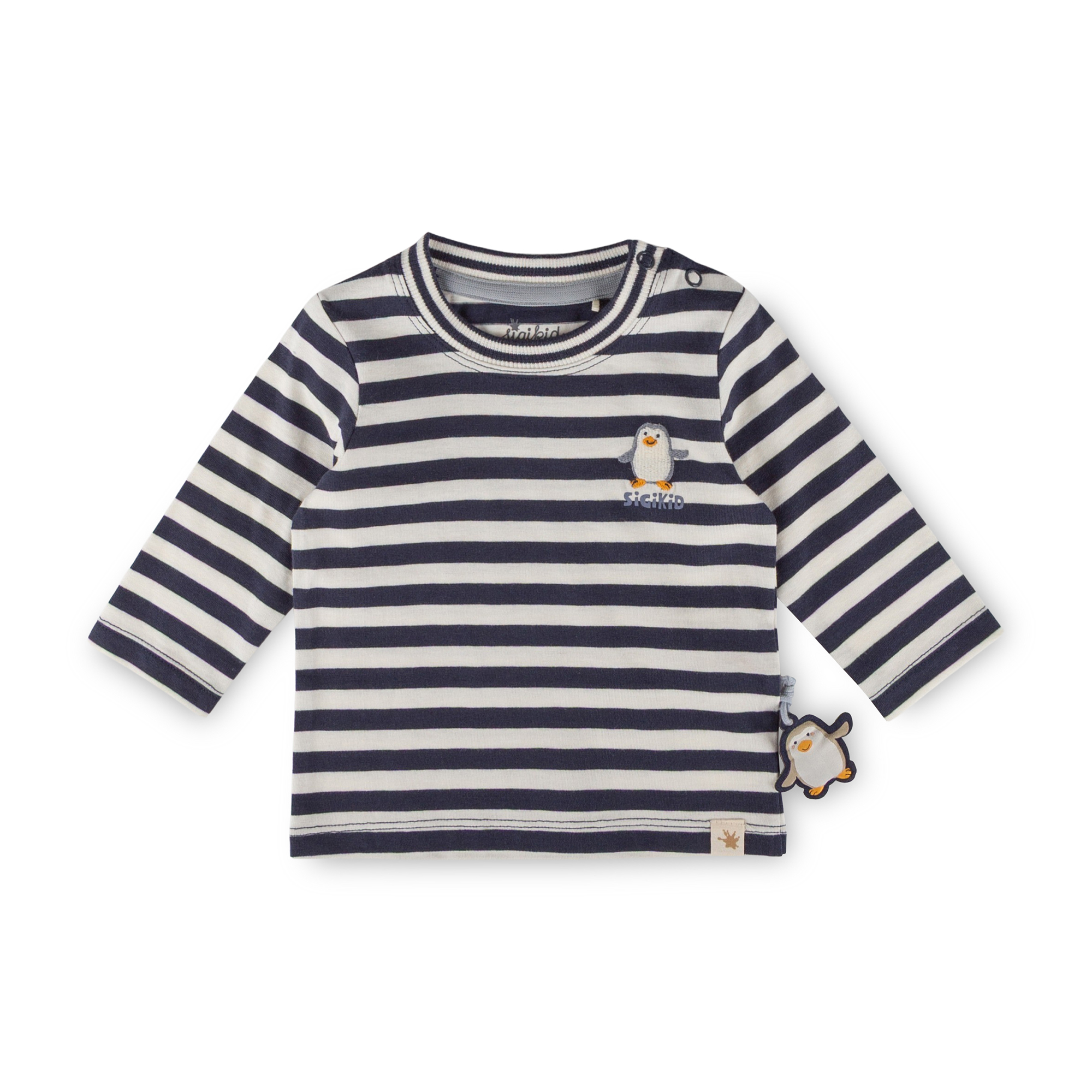 Baby Langarmshirt Pinguin Polar Friends blau/weiß geringelt
