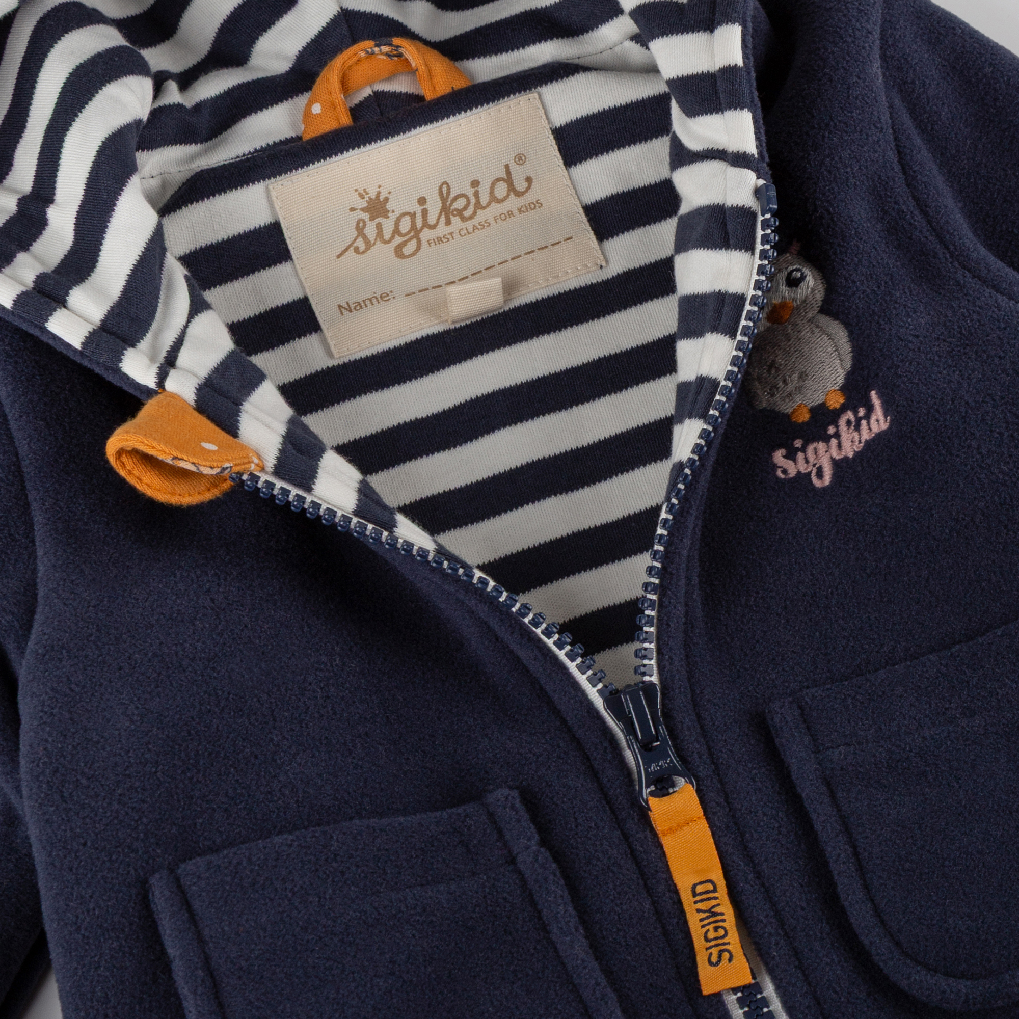 Hooded baby fleece jacket Curious Owl, lined